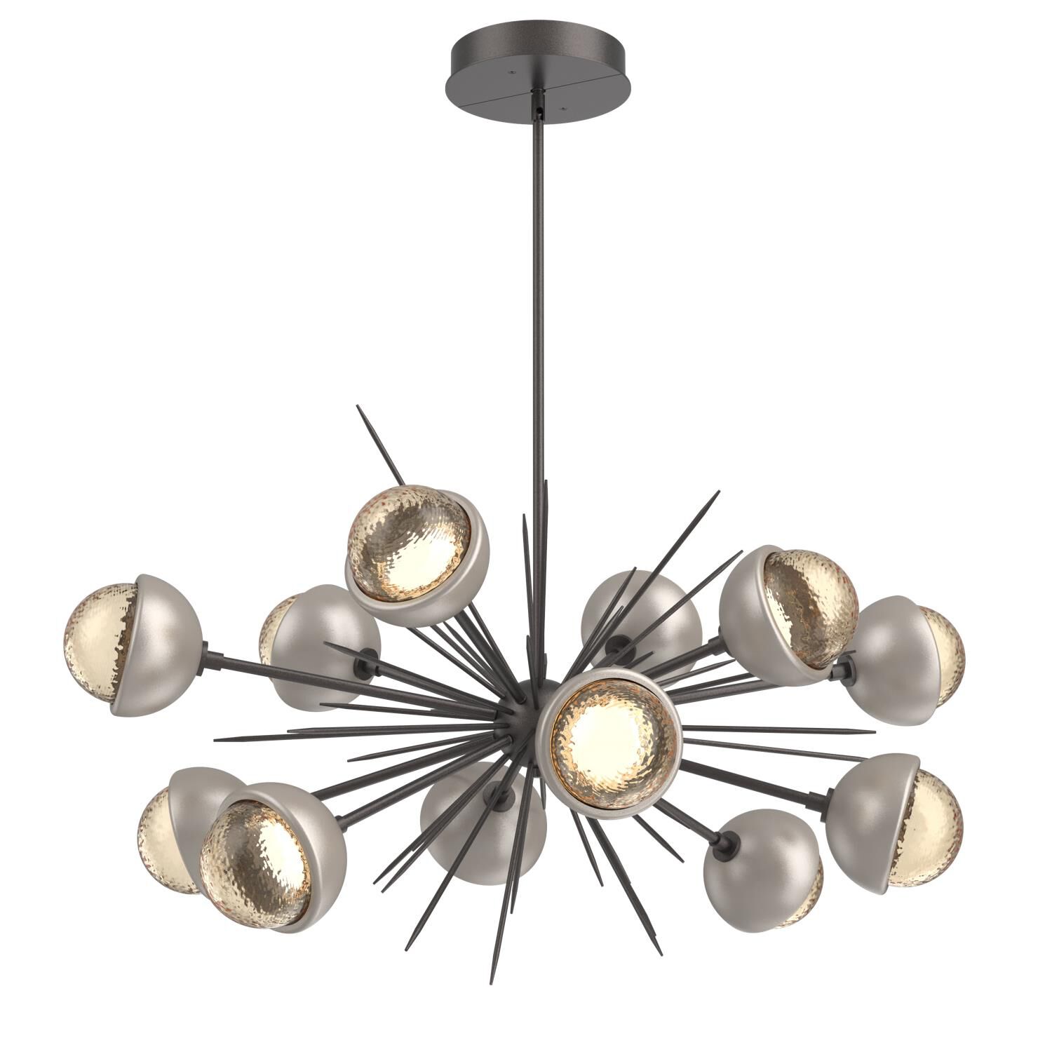 Shown in Graphite finish and Amber glass and Beige Silver accent