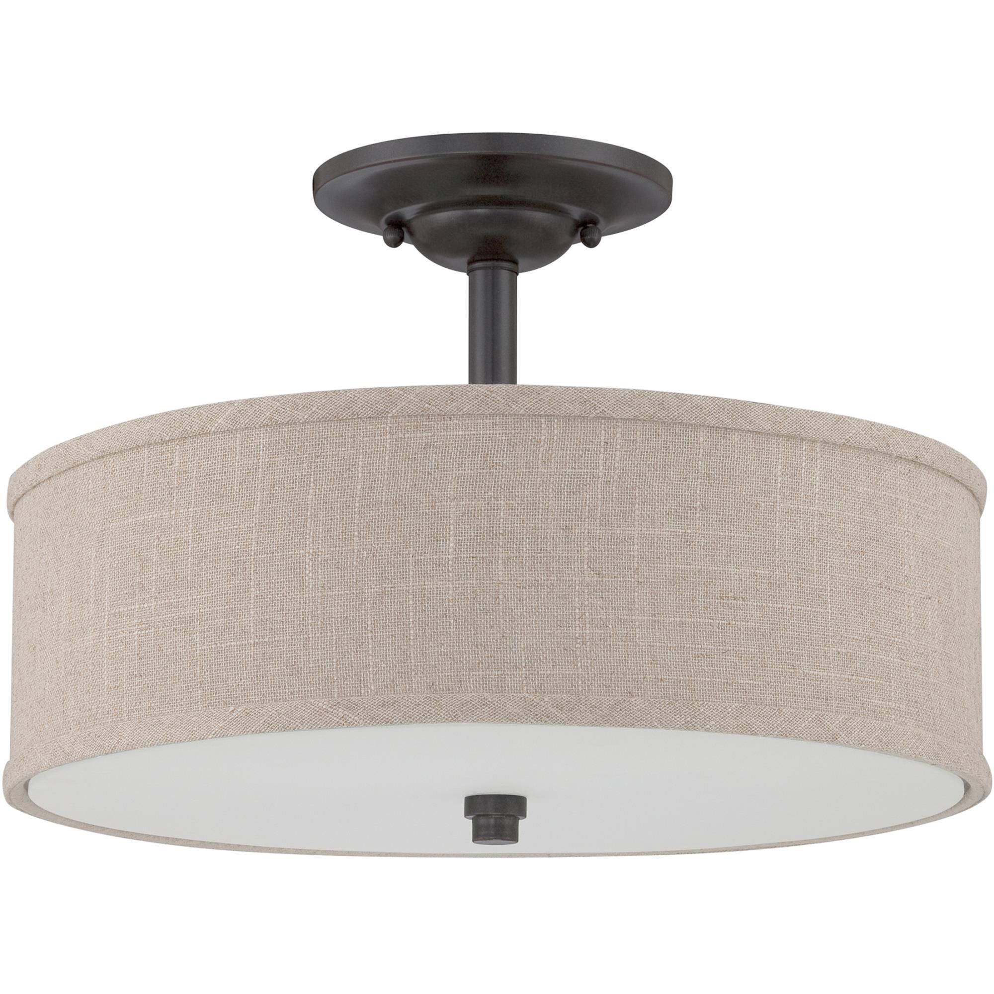 Cloverdale 17 Inch 3 Light Semi Flush Mount by Quoizel