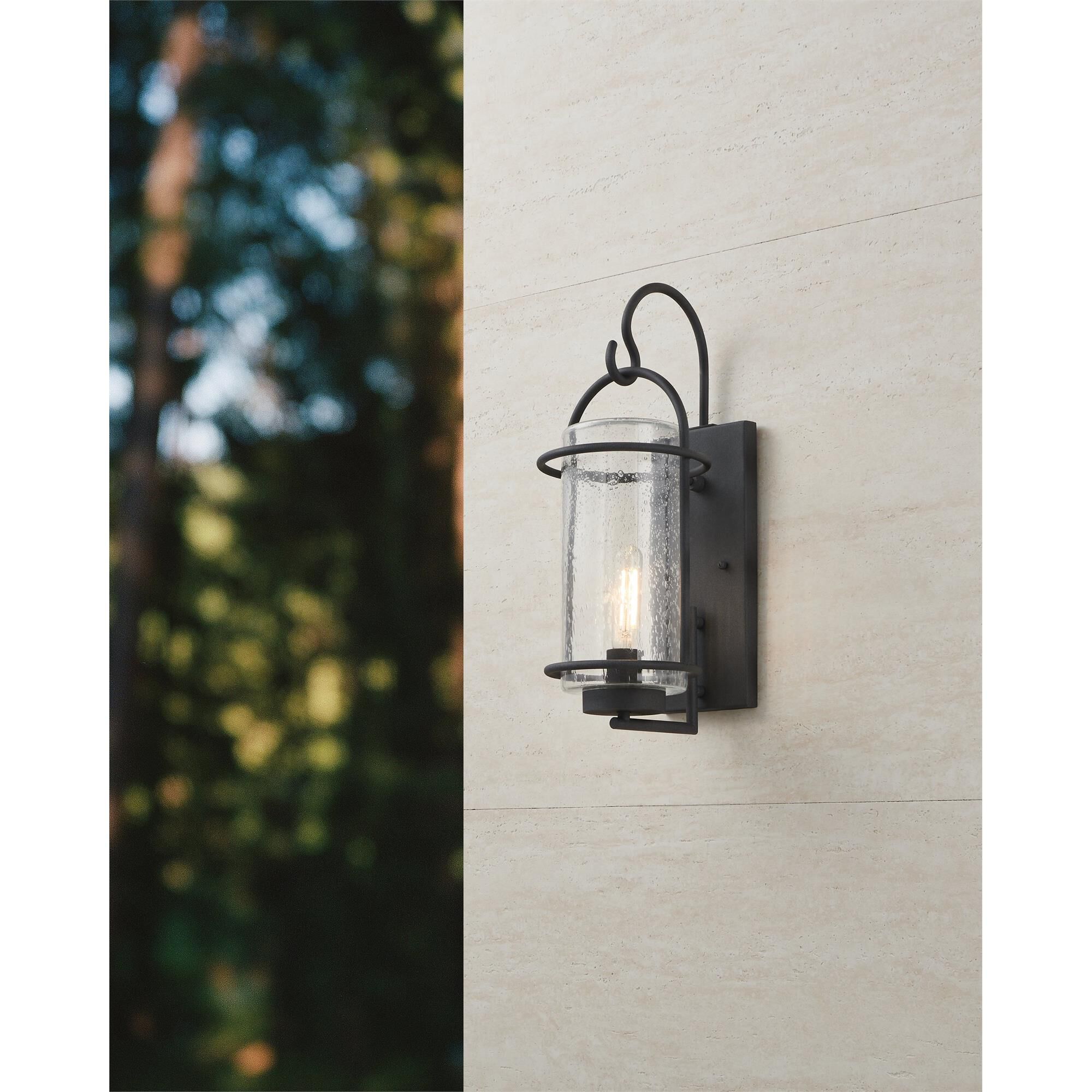 Shown in Weathered Zinc finish and Clear Seeded glass