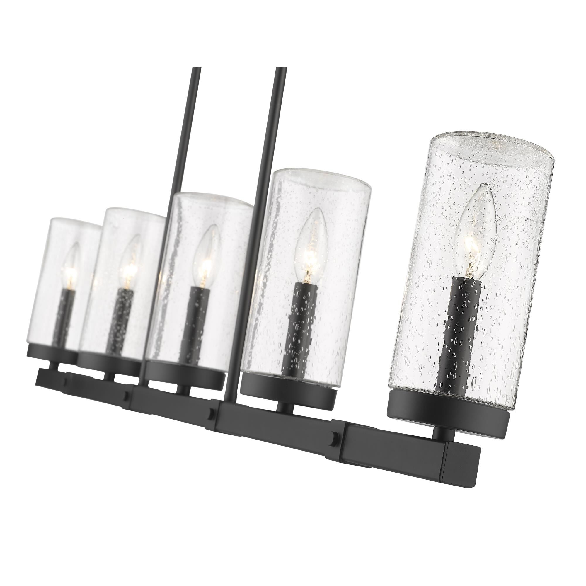 Shown in Matte Black finish and Seedy glass and No Shade shade