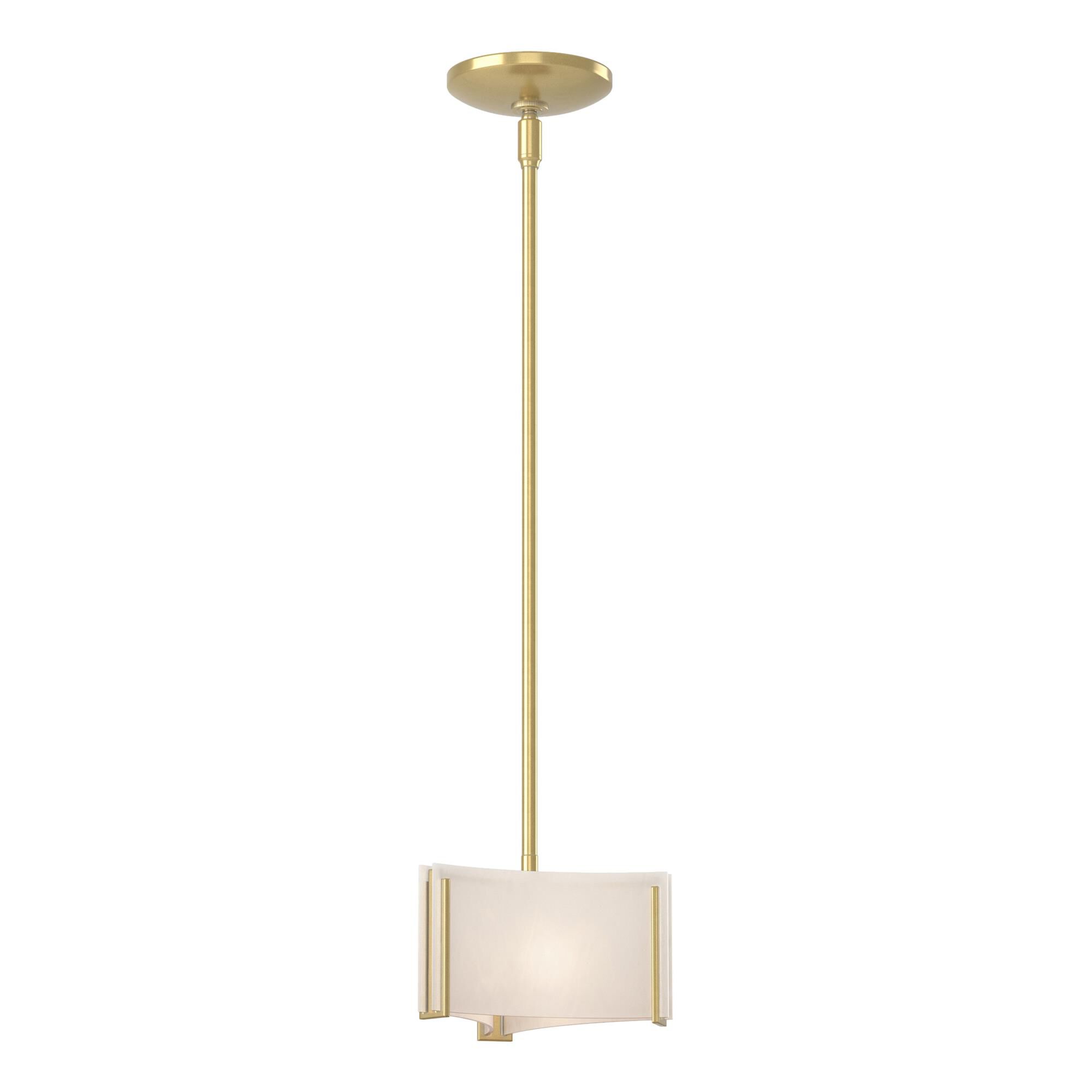 Shown in Modern Brass finish and White Art glass