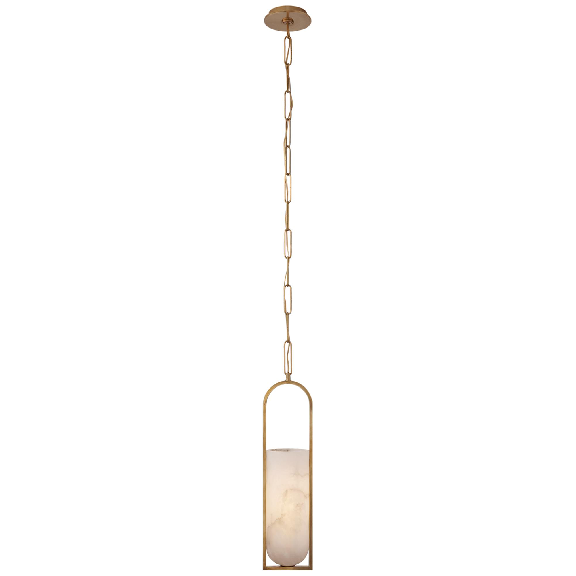 Shown in Antique-Burnished Brass finish and Alabaster shade