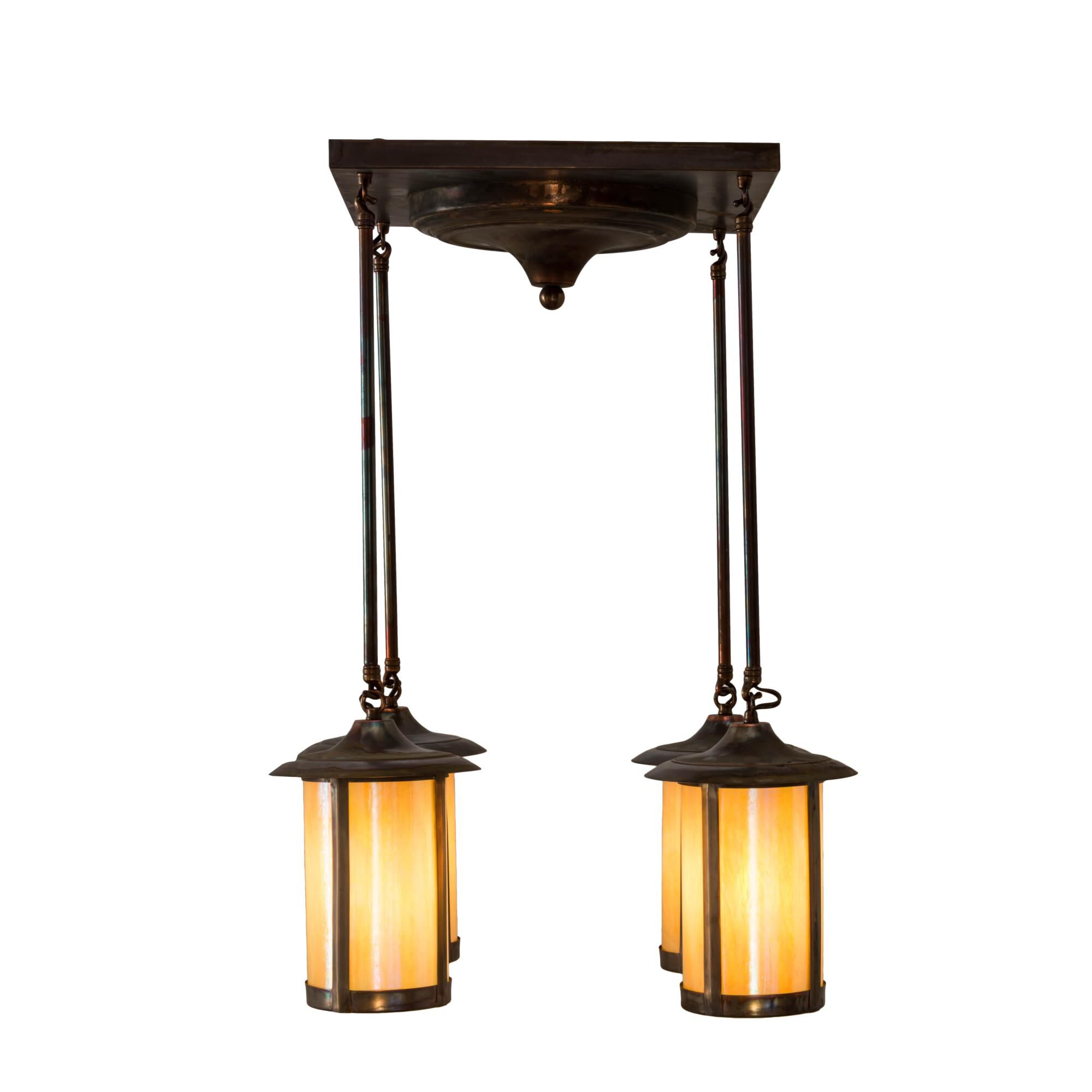 Shown in Vintage Copper Finish finish and Beige;Iridescent glass