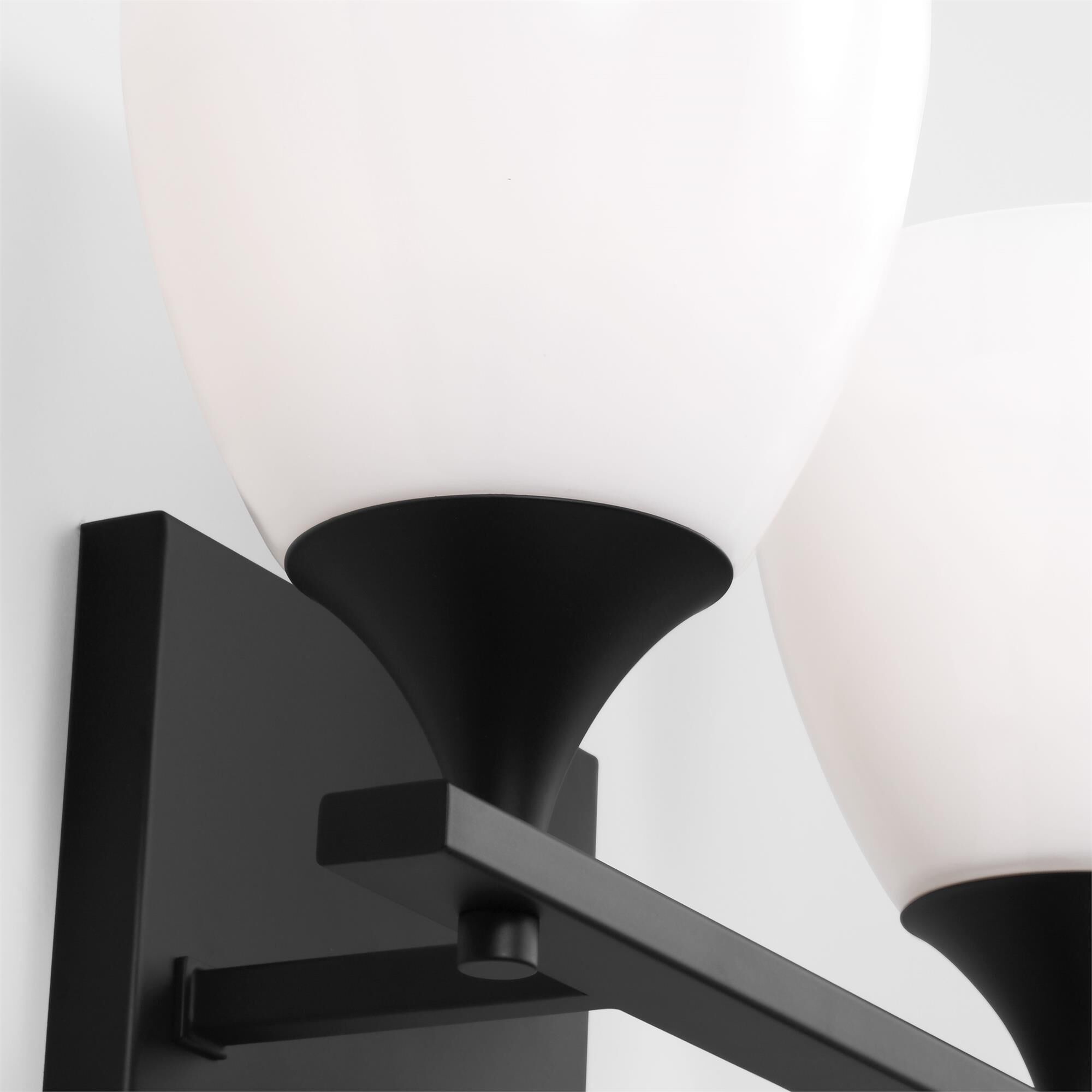 Shown in Midnight Black finish and Milk Glass s shade