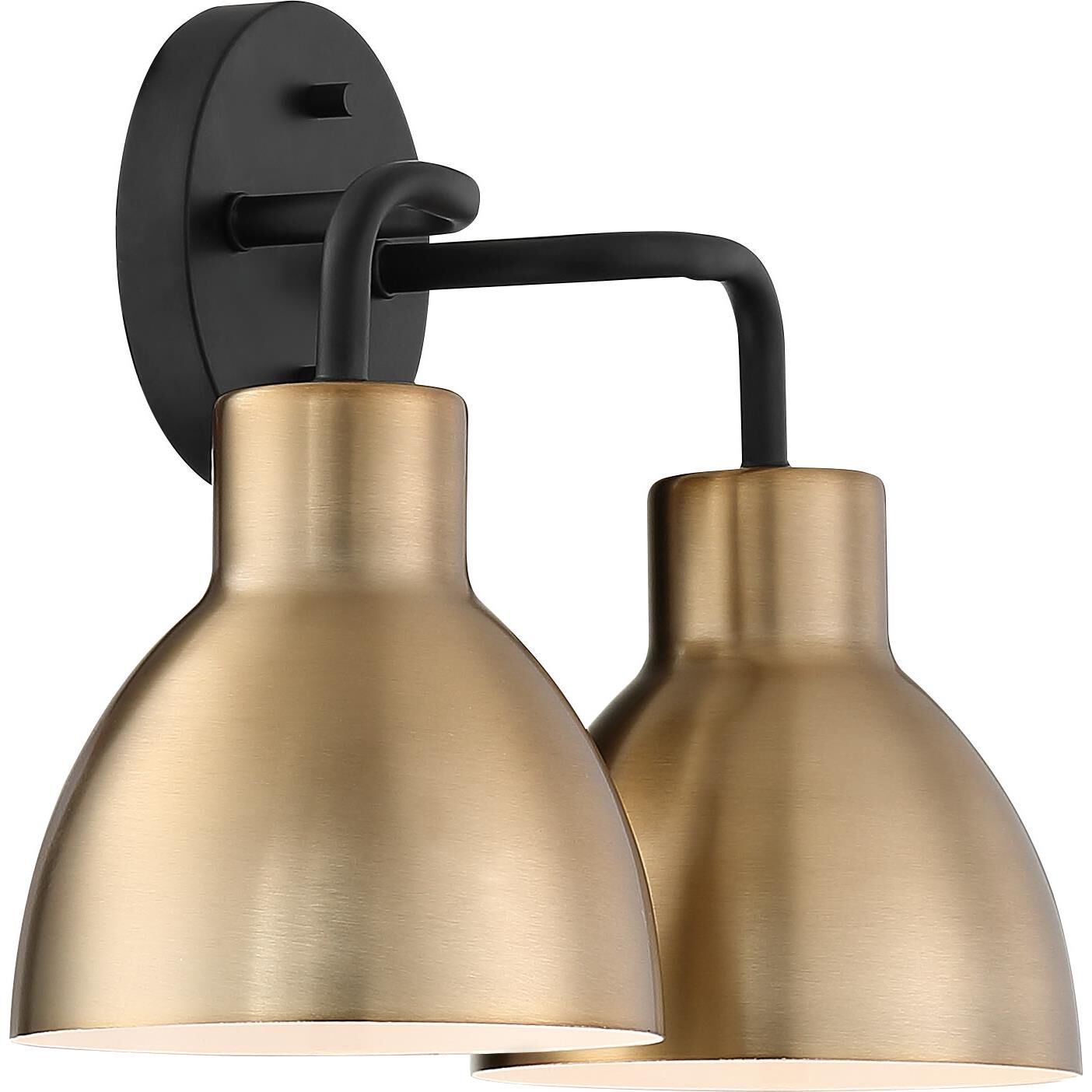 Shown in Matte Black finish and Burnished Brass Metal shade