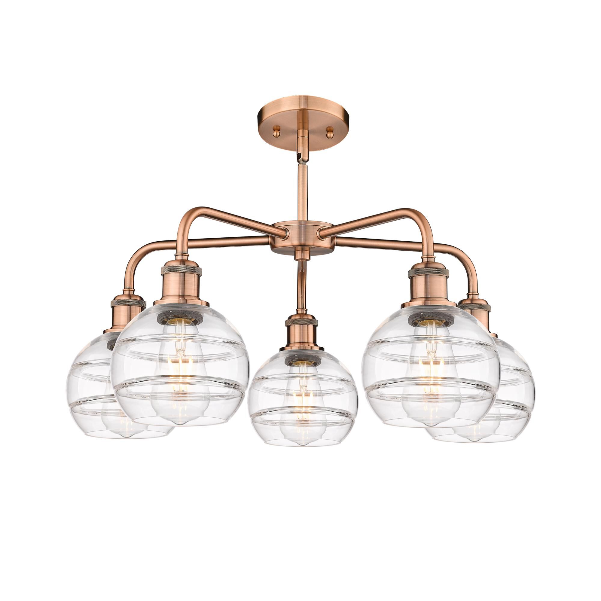 Shown in Antique Copper finish and Clear glass