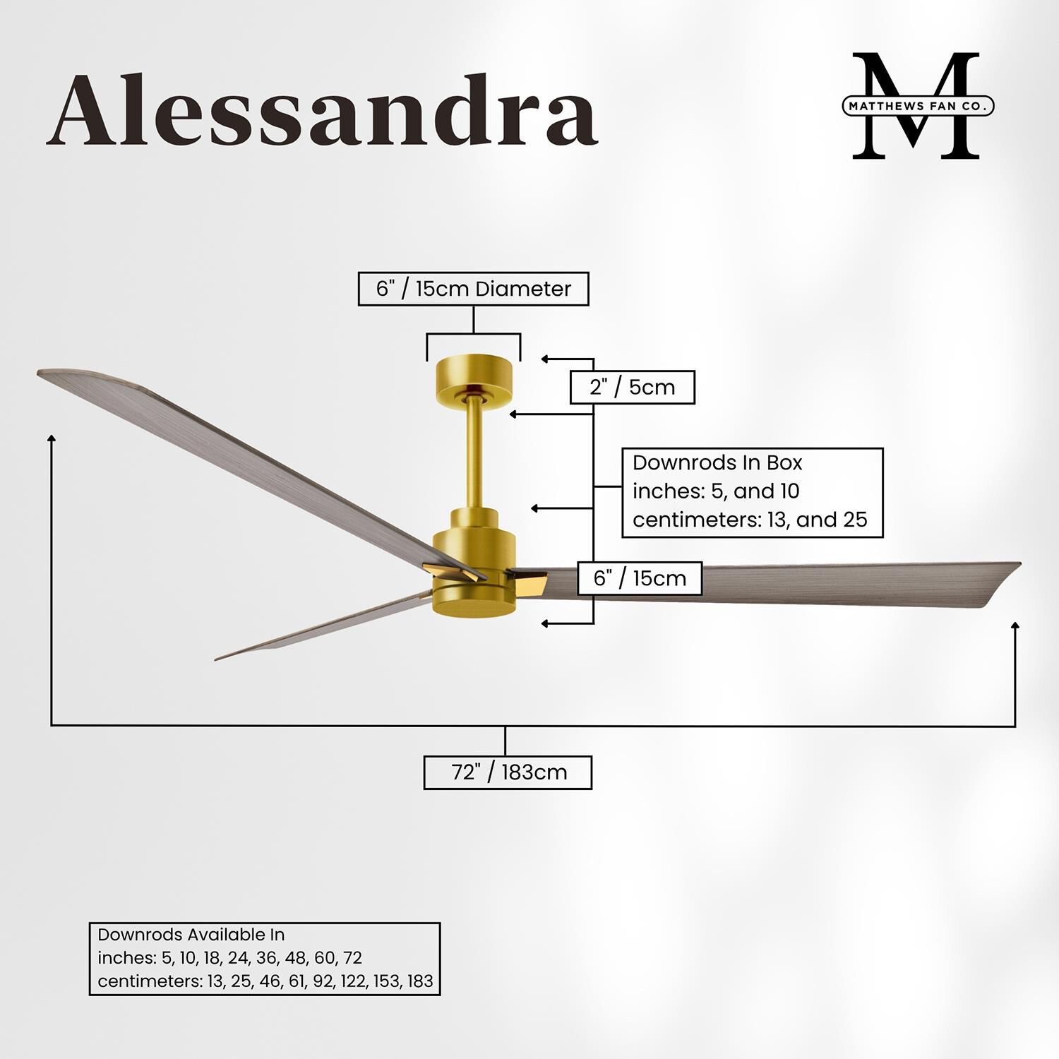 Alessandra 72 Inch Ceiling Fan by Matthews Fan Company