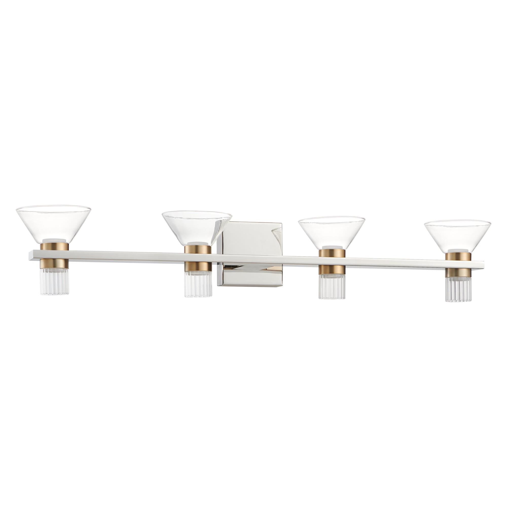 Shown in Polished Nickel finish and Clear, Clear Ribbed glass