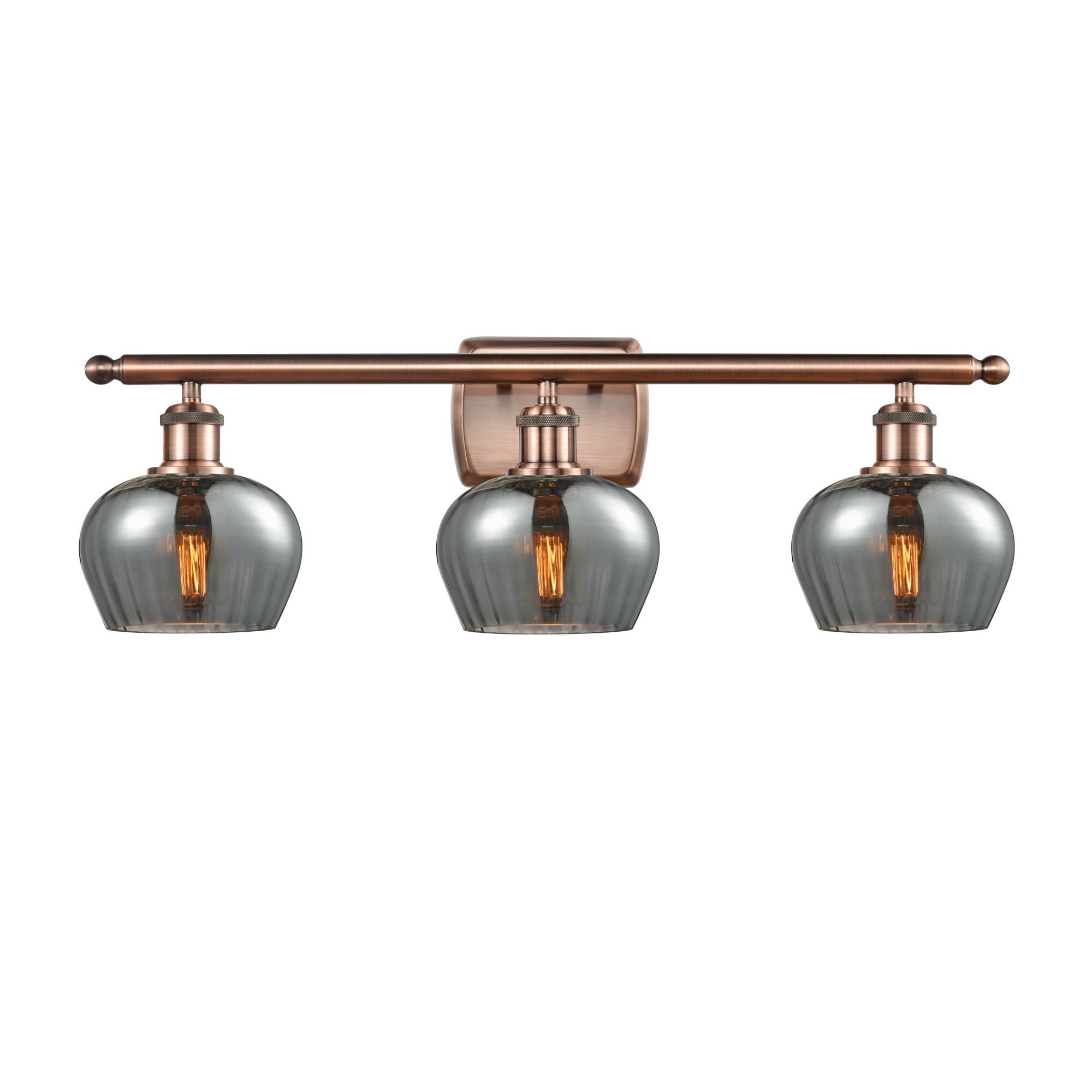 Shown in Antique Copper finish and Bowl glass and Glass shade