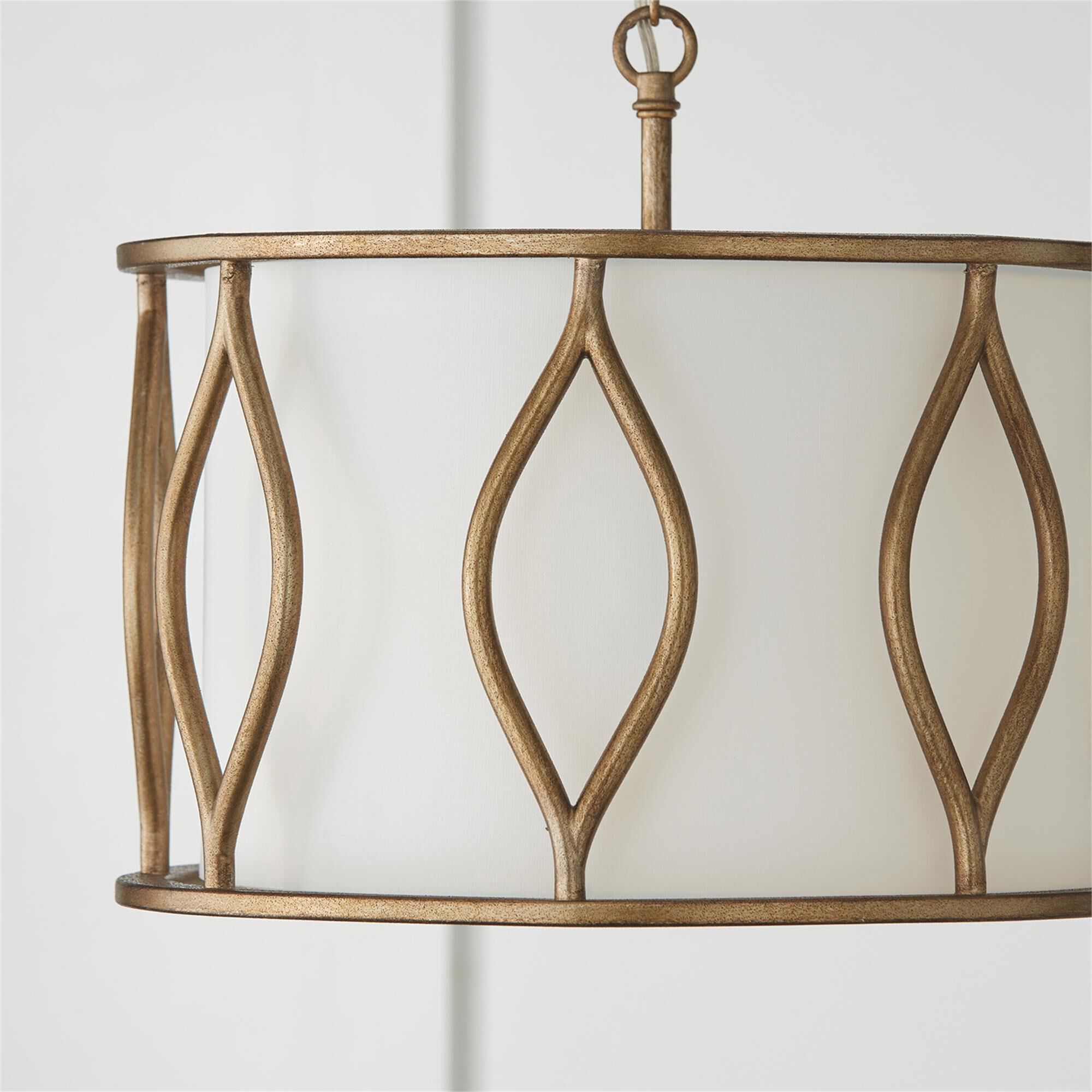 Shown in Mystic Luster finish and White Fabric Bolt-On shade