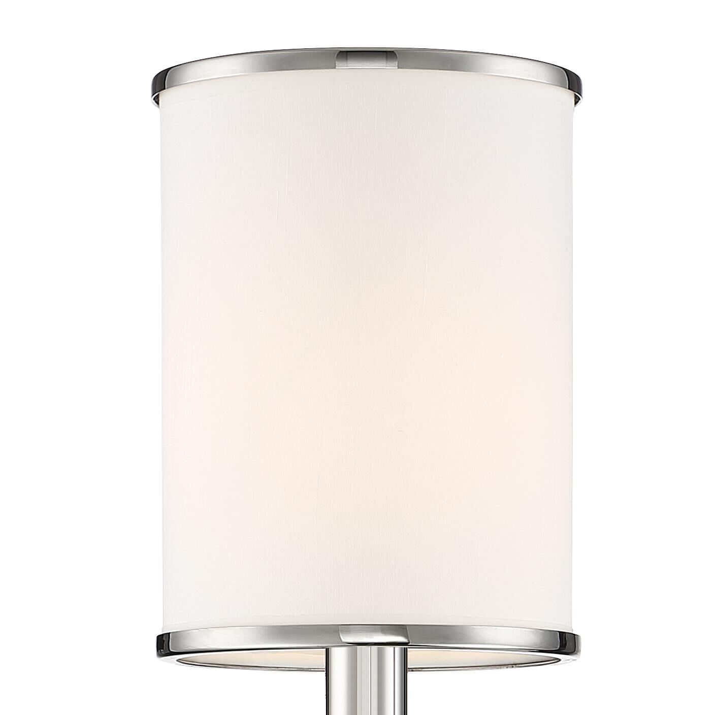 Shown in Polished Nickel finish and Crystal Accents crystal and Silk glass and White shade