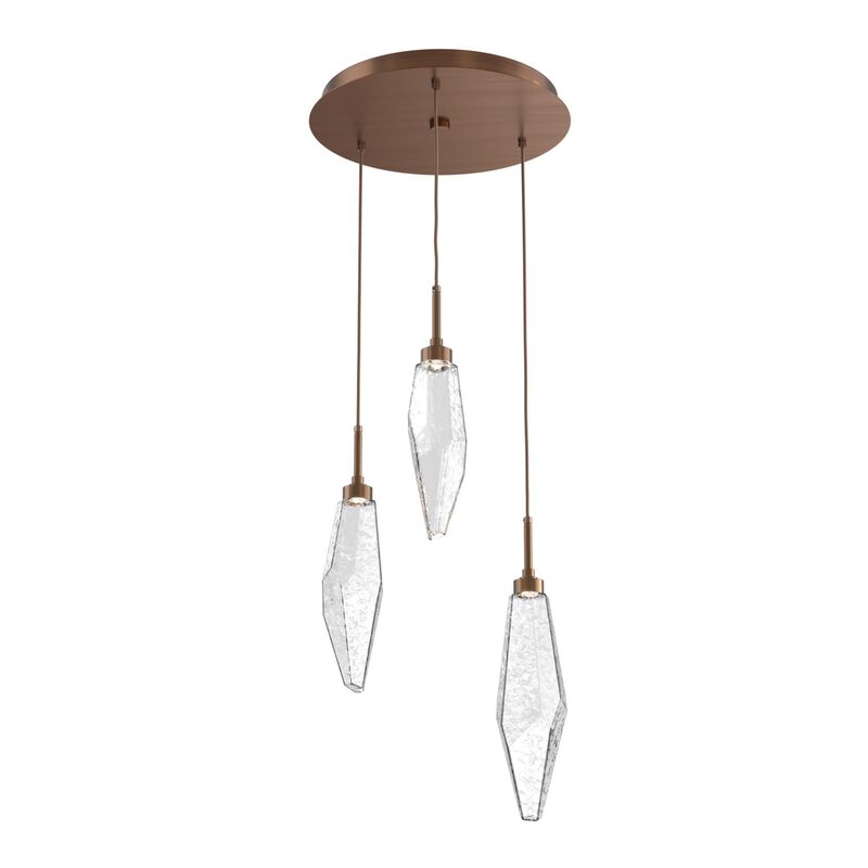 Rock Crystal 17 Inch 3 Light Multi Light Pendant by Hammerton Studio