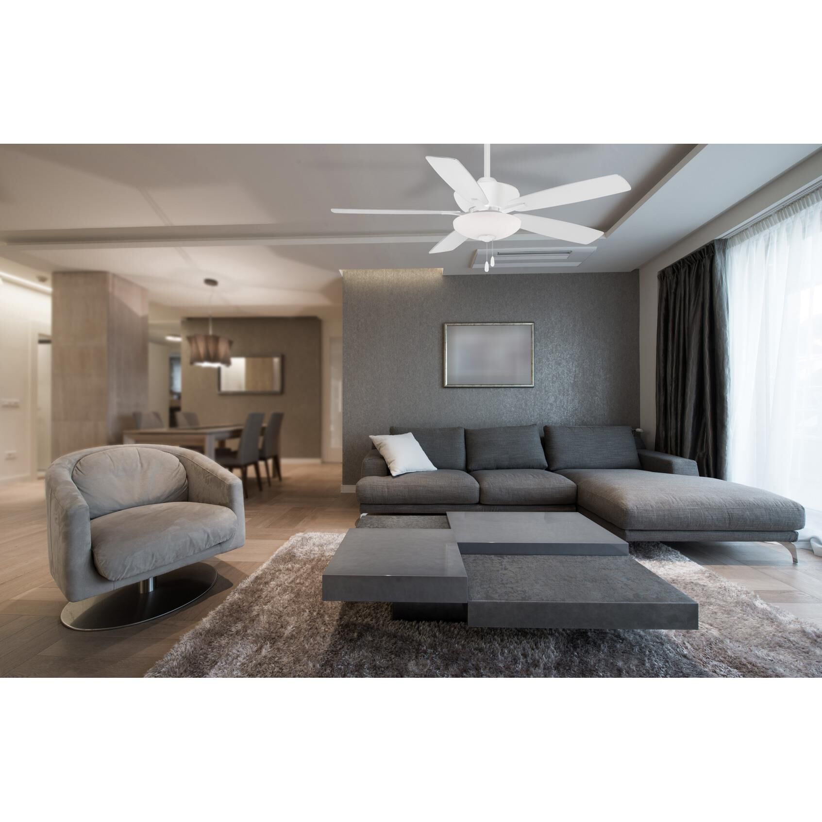 Shown in Flat White finish and Frosted White glass