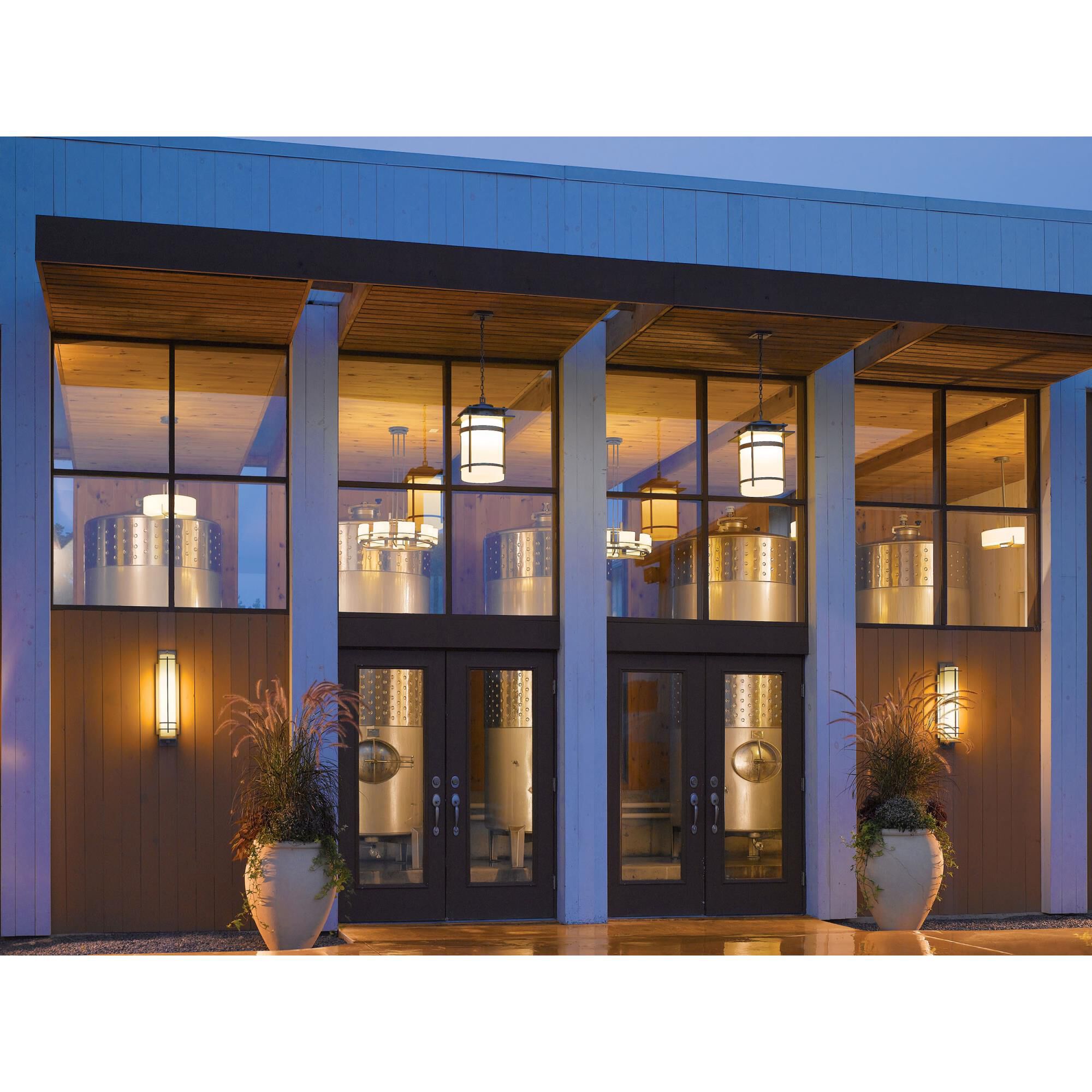 Shown in Coastal Dark Smoke finish and Opal glass