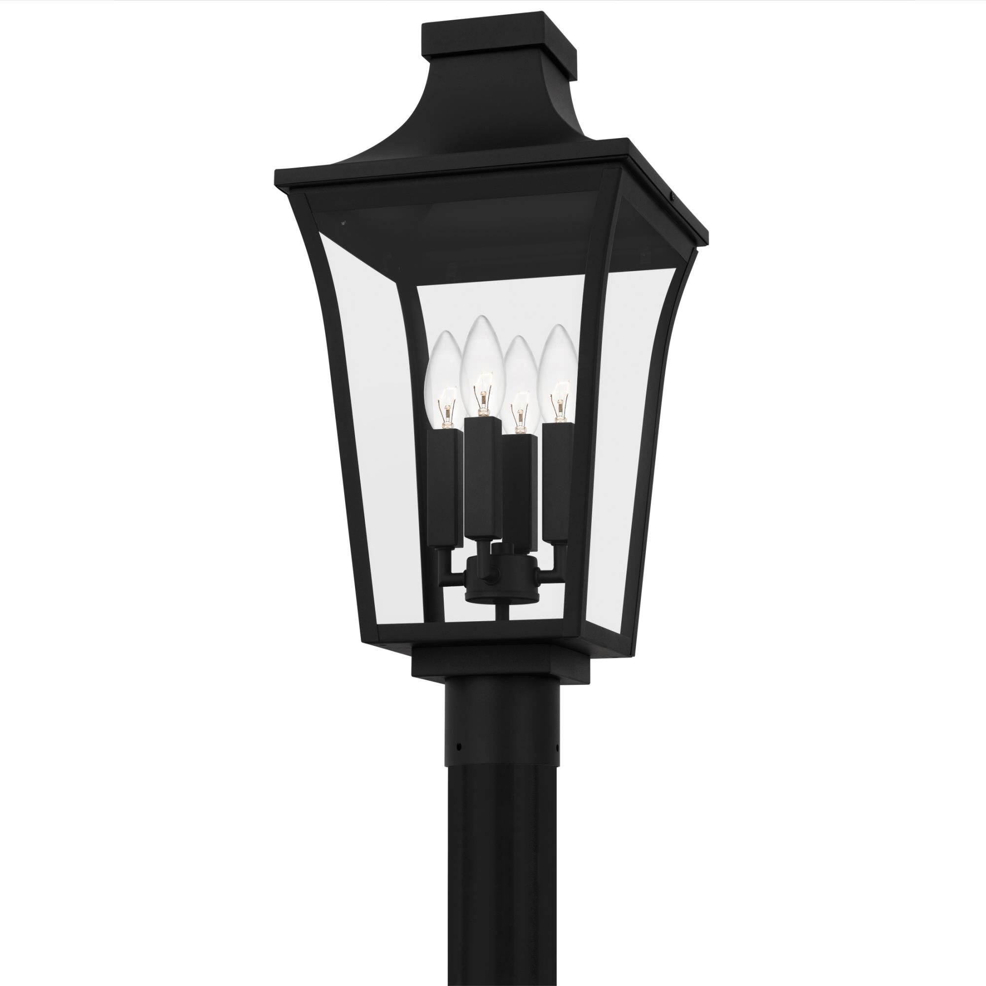 Shown in Earth Black finish and Clear Glass shade