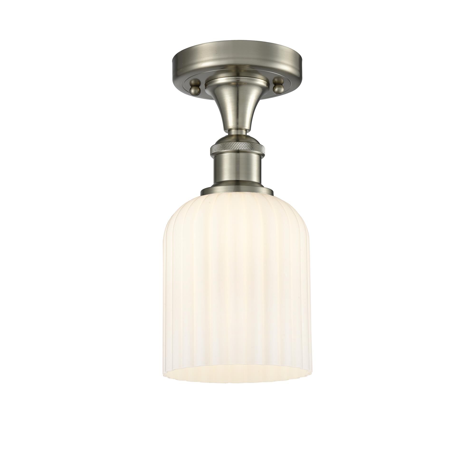 Shown in Satin Nickel finish and Gloss White shade