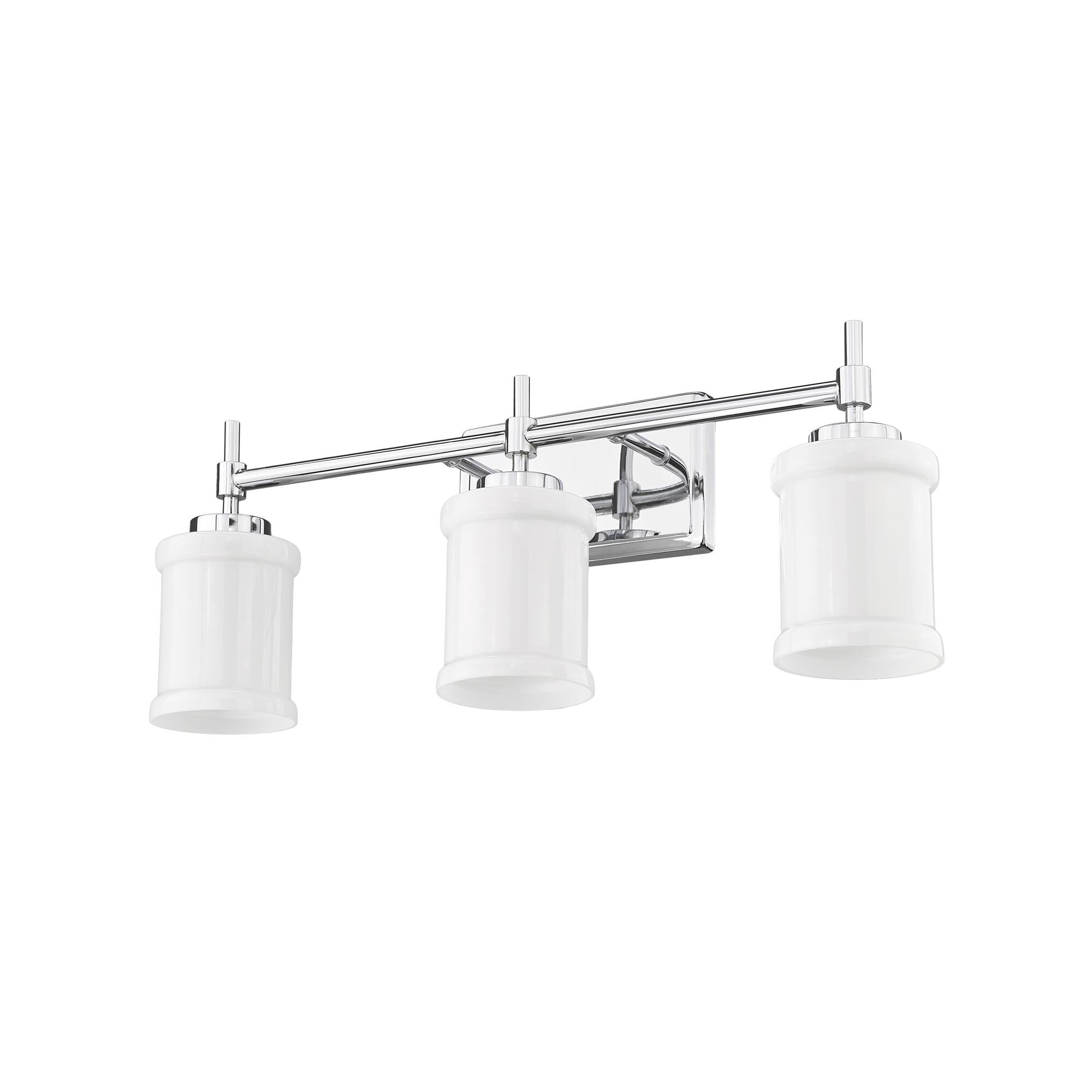 Shown in Chrome finish and Gloss Opal glass and Gloss Opal shade