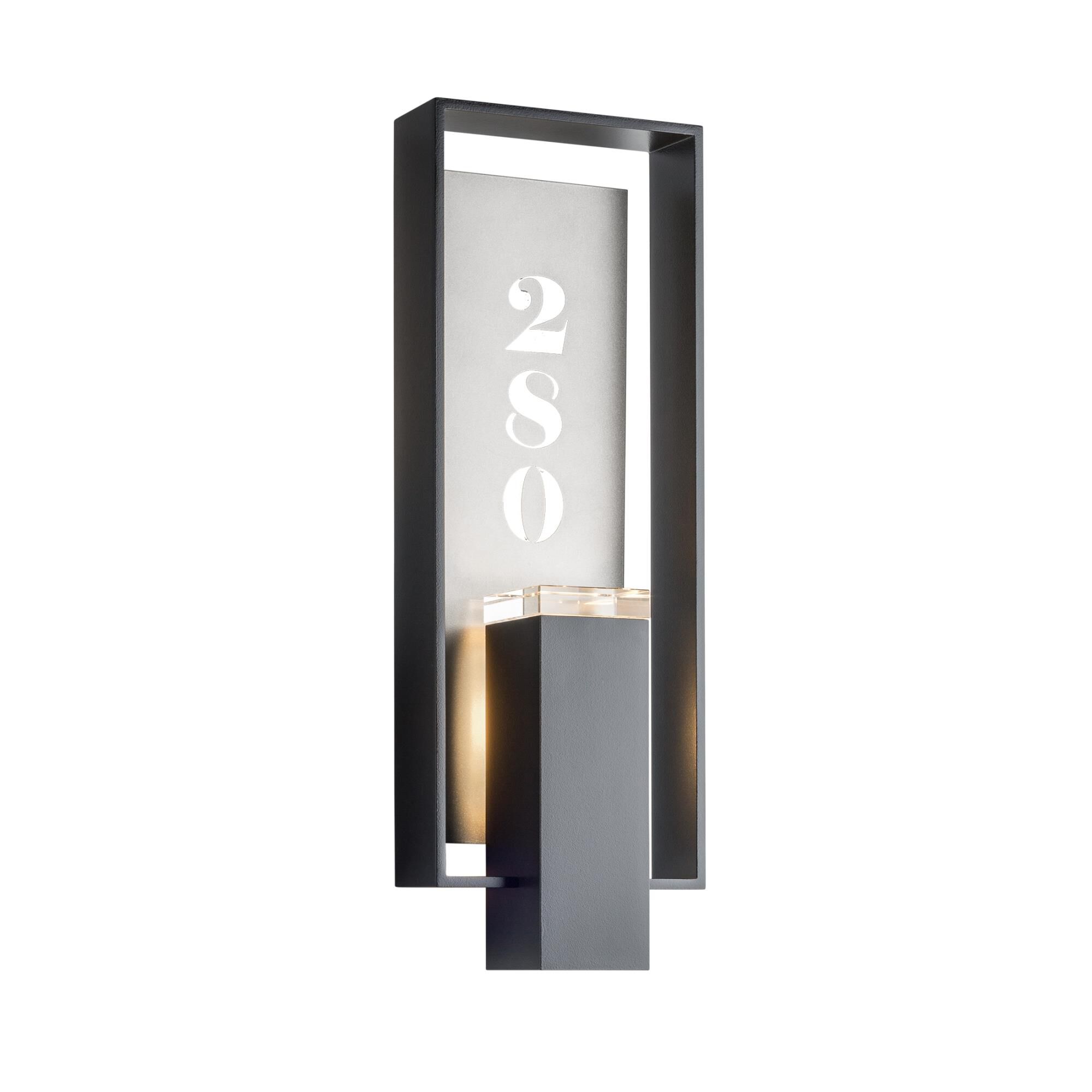 Shown in Black finish and Clear  glass and Coastal Burnished Steel accent