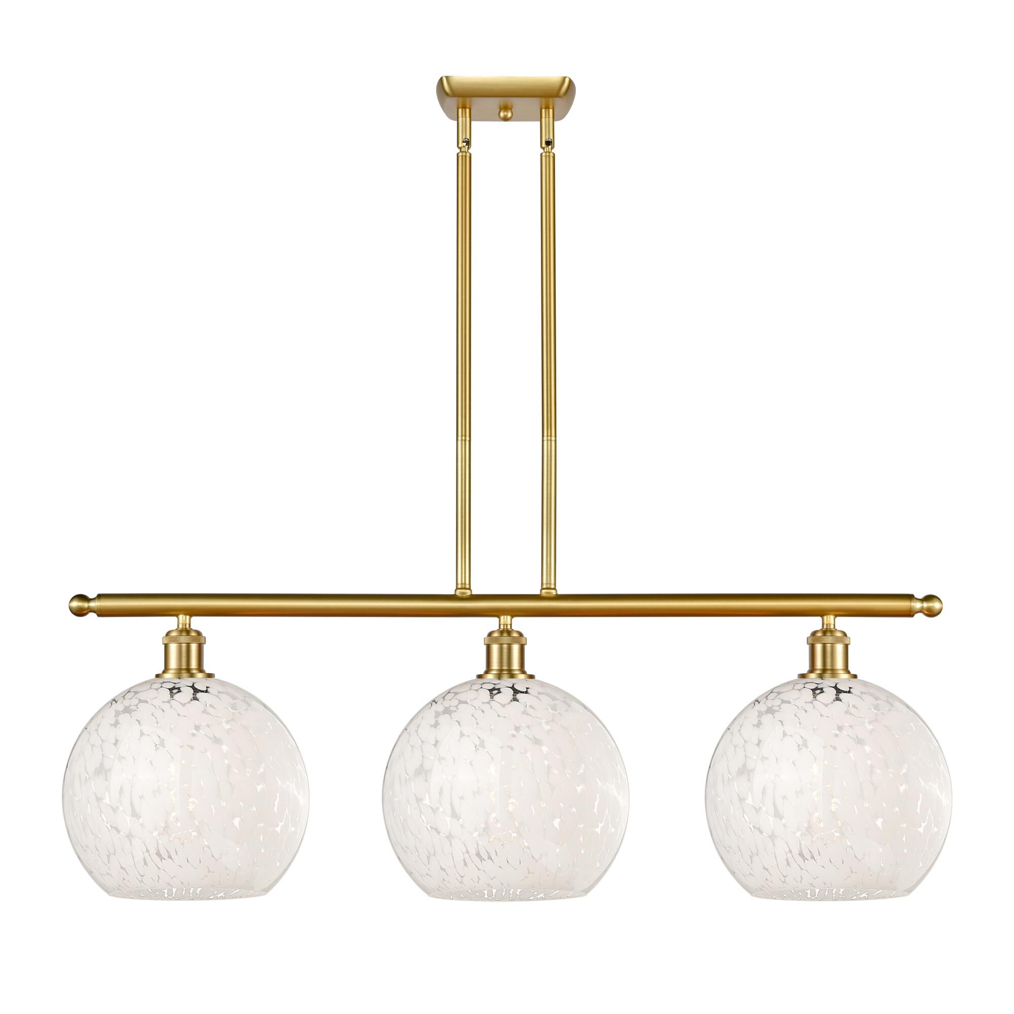 Shown in Satin Gold finish and White Mouchette glass