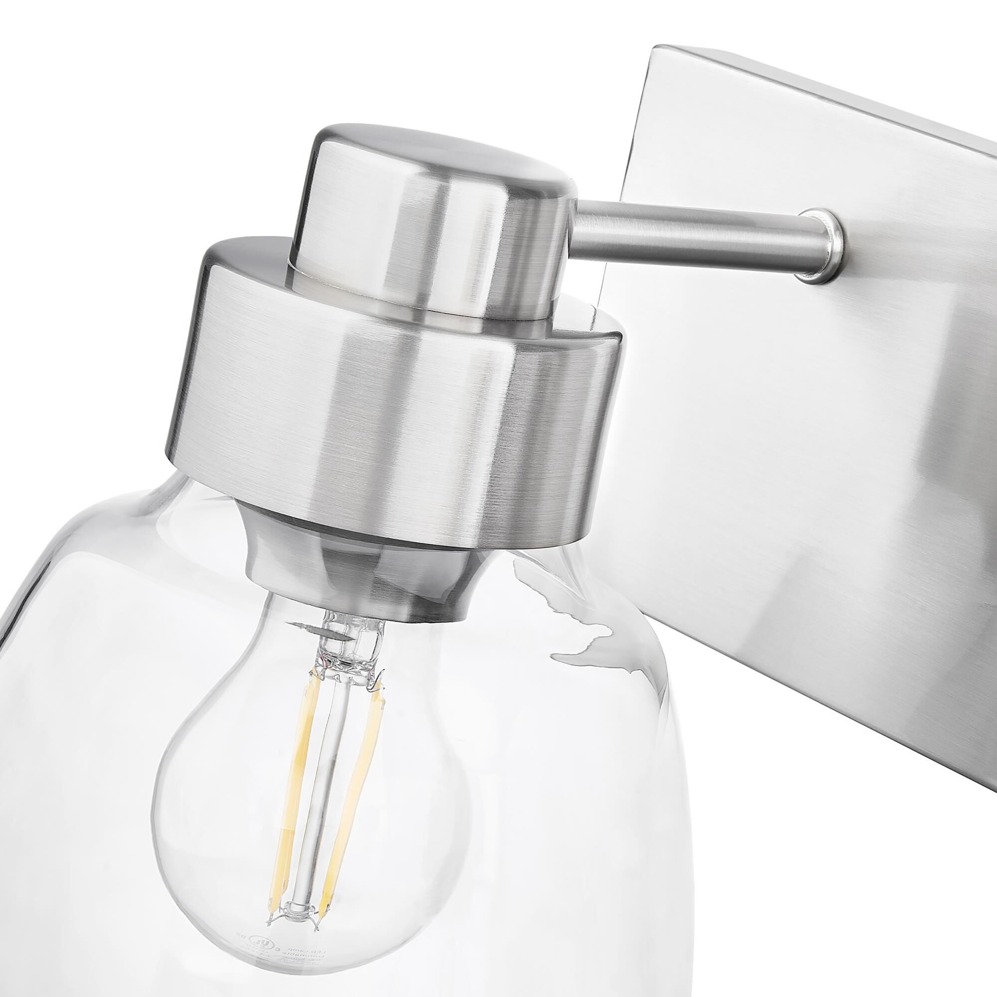 Shown in Pewter finish and Clear glass