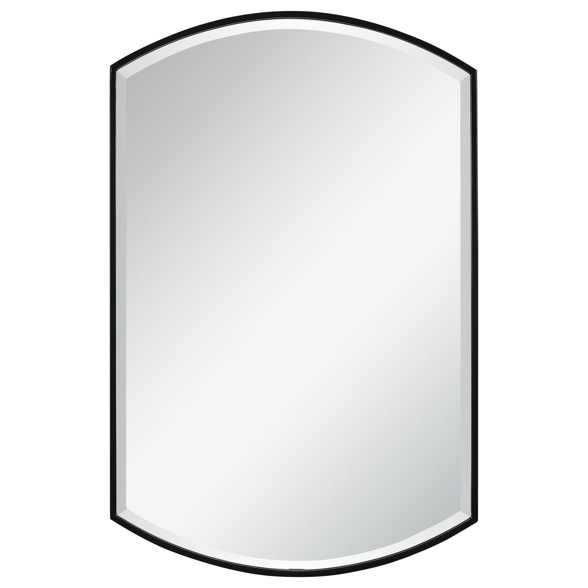 Shown in Simple Yet Versatile, This Mirror Features A Curved Iron Frame With A Sleek Satin Black Finish And A finish