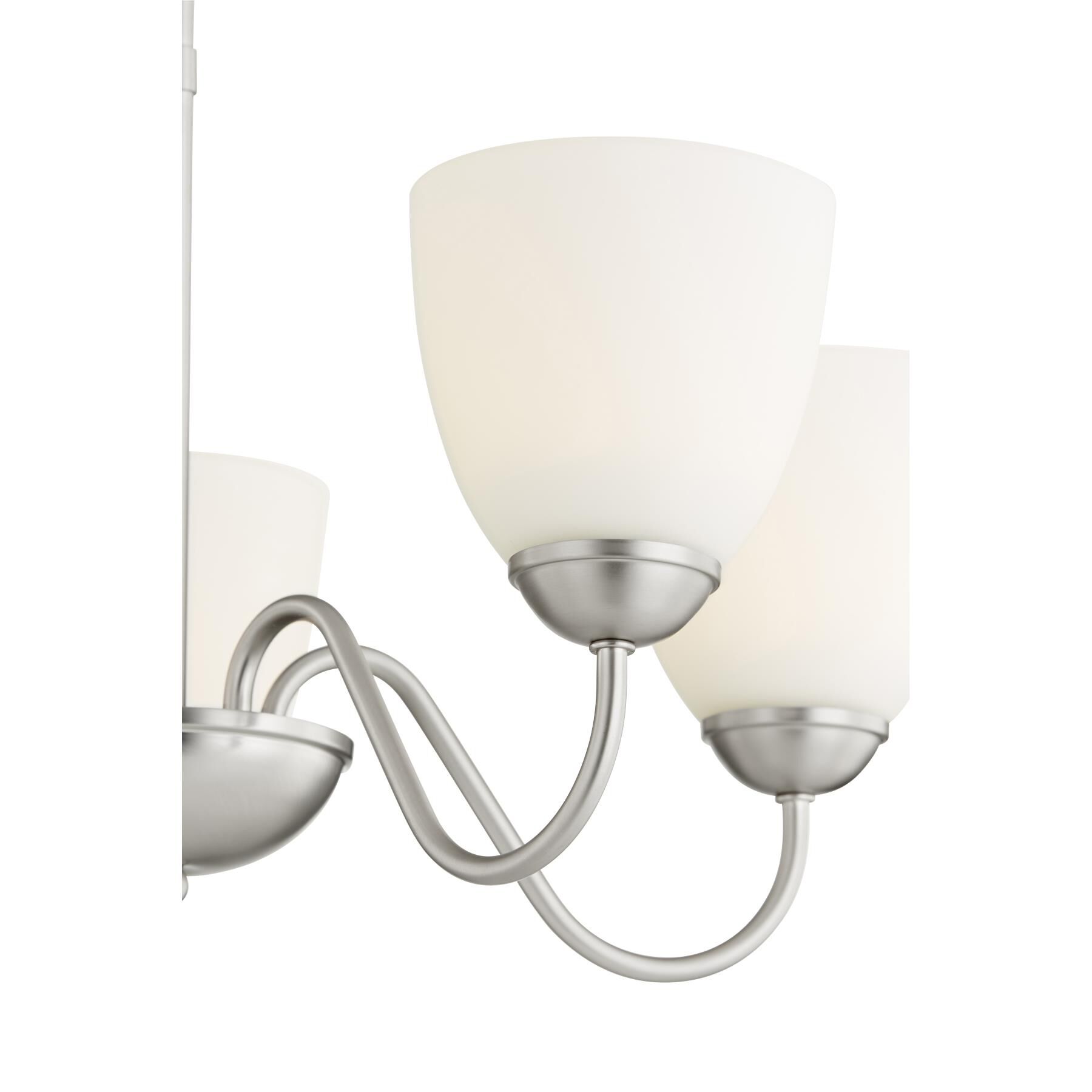 Shown in Satin Nickel finish and Satin Opal glass