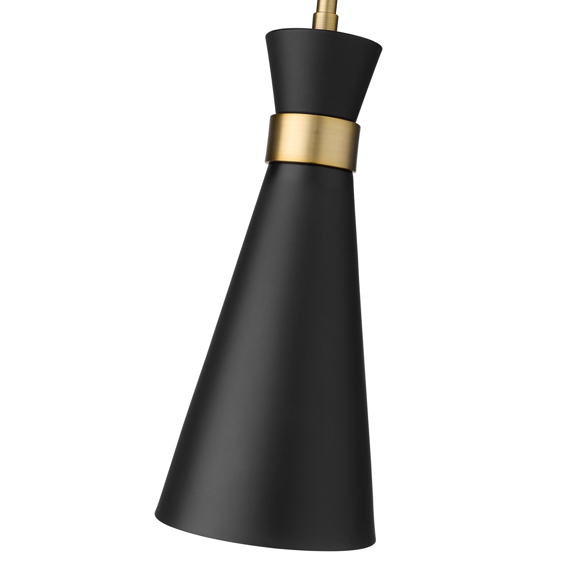 Shown in Matte Black + Heritage Brass finish and Metal glass and Metal shade
