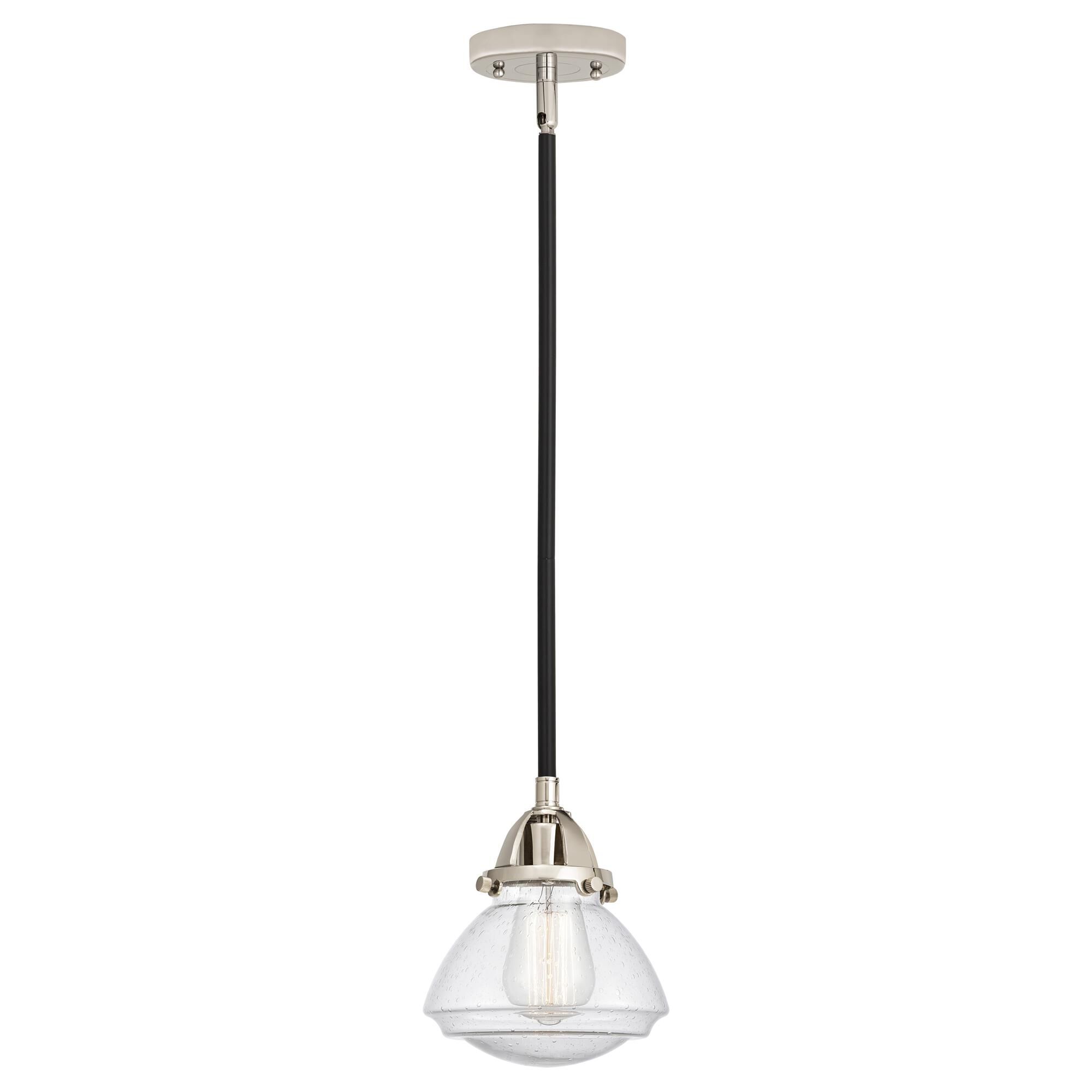 Shown in Black Polished Nickel finish and Seedy glass