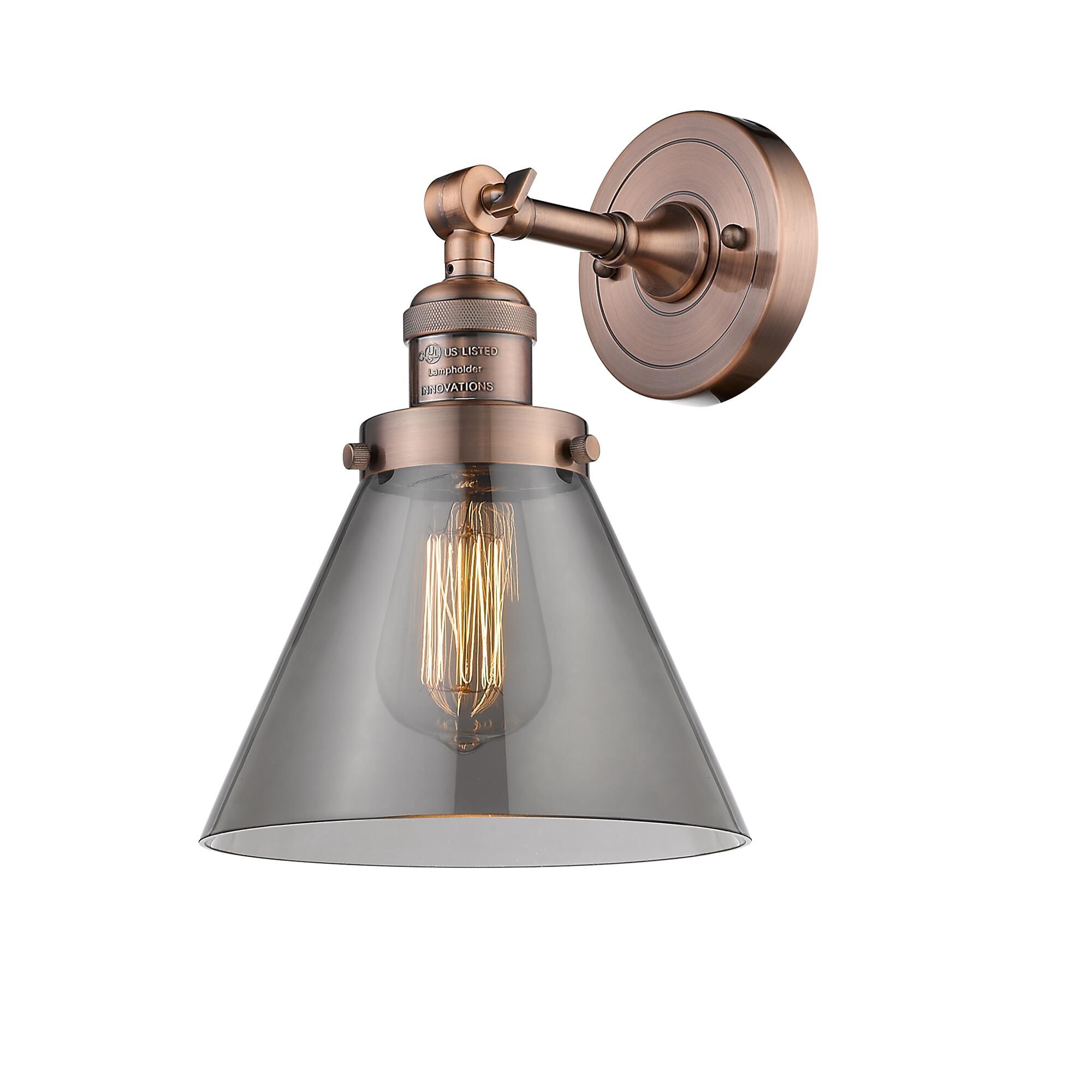 Shown in Antique Copper finish and Smoked glass