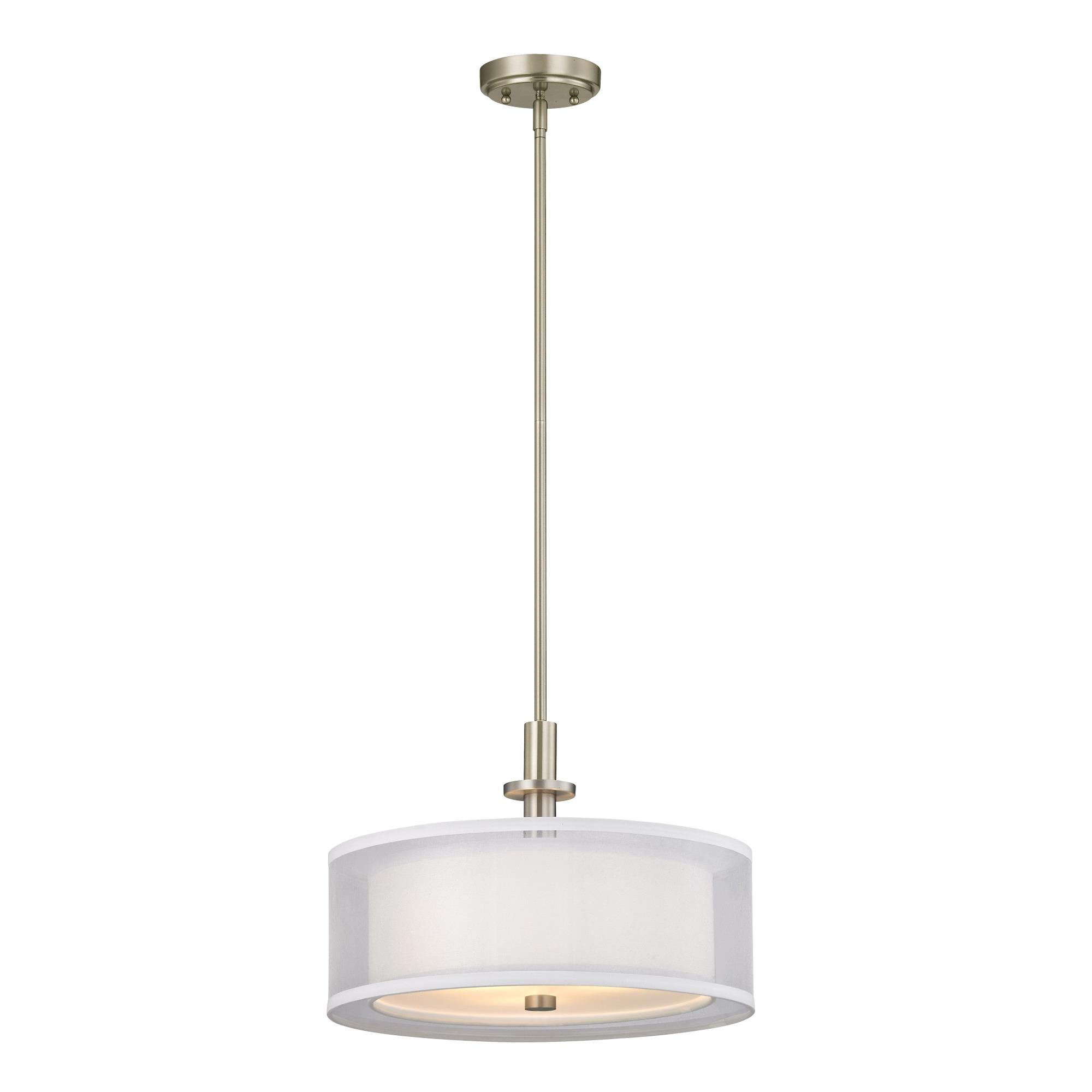Shown in Satin Nickel finish and Fabric shade 
