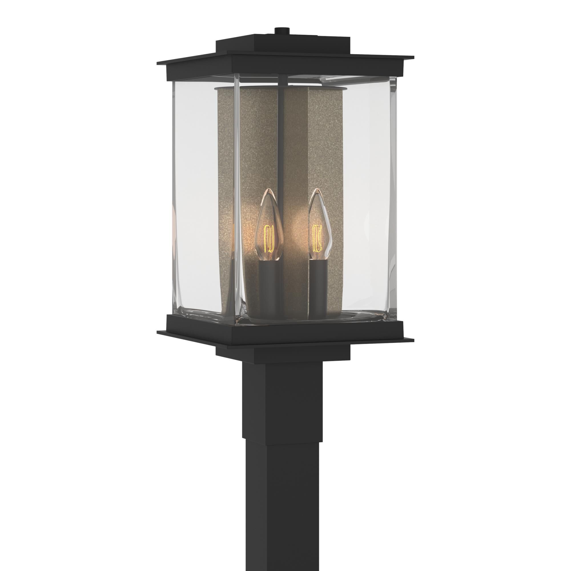 Shown in Coastal Black finish and Clear glass and Translucent Soft Gold accent