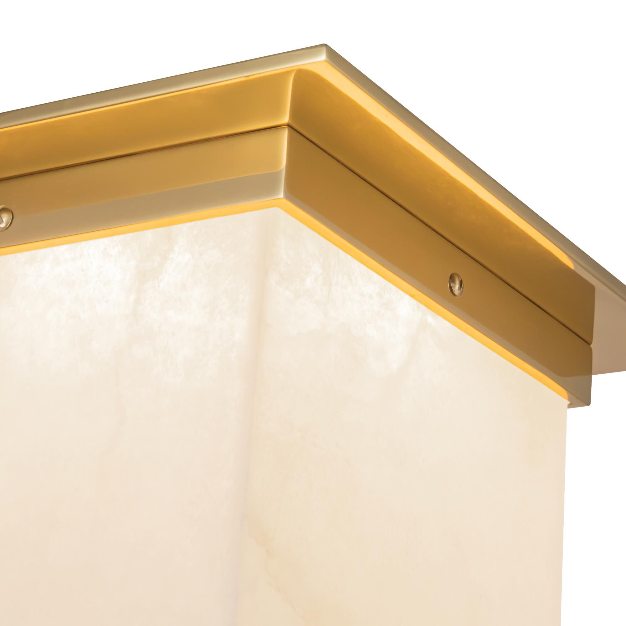 Shown in Patina Brass finish and Alabaster glass