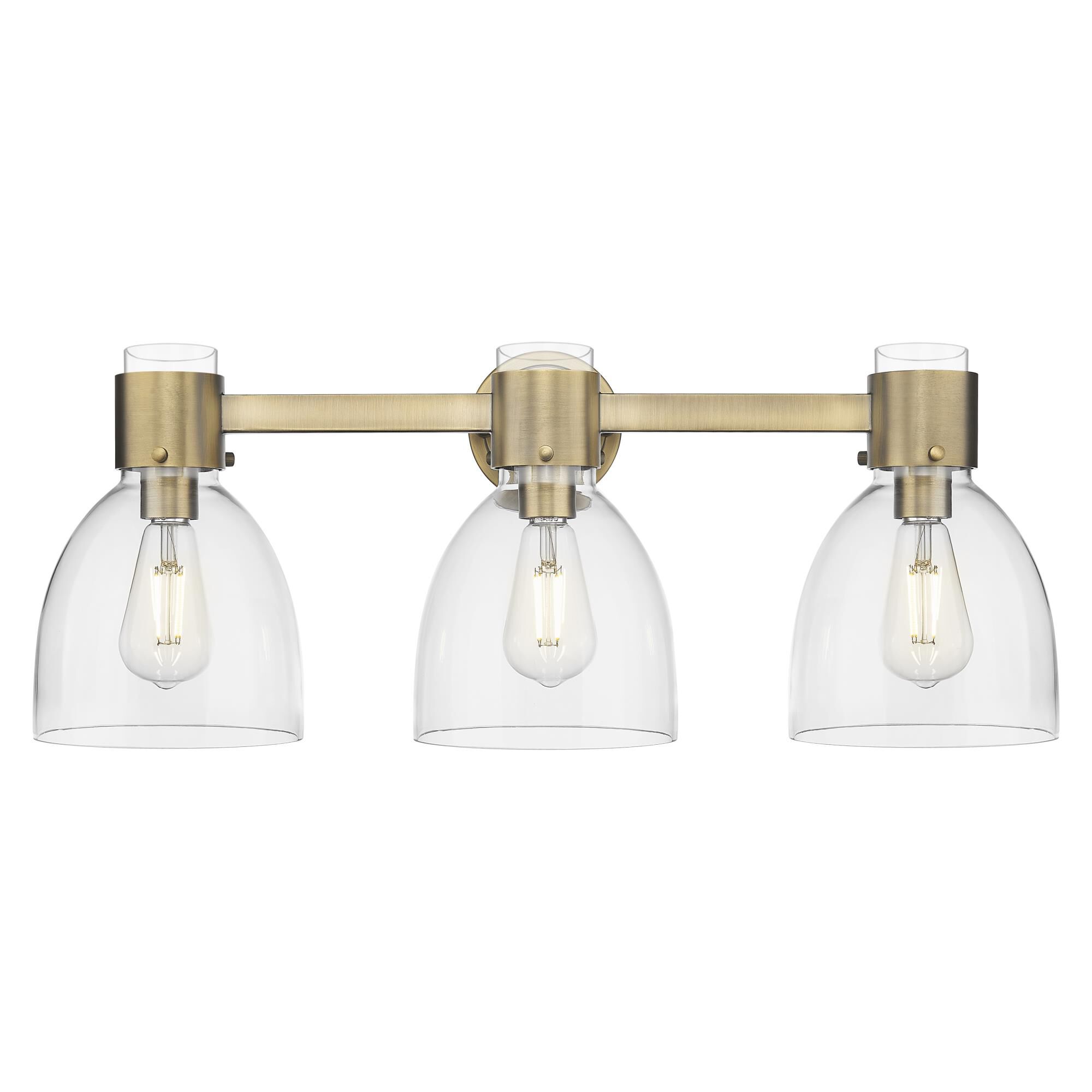 Shown in Brushed Brass finish and Clear glass