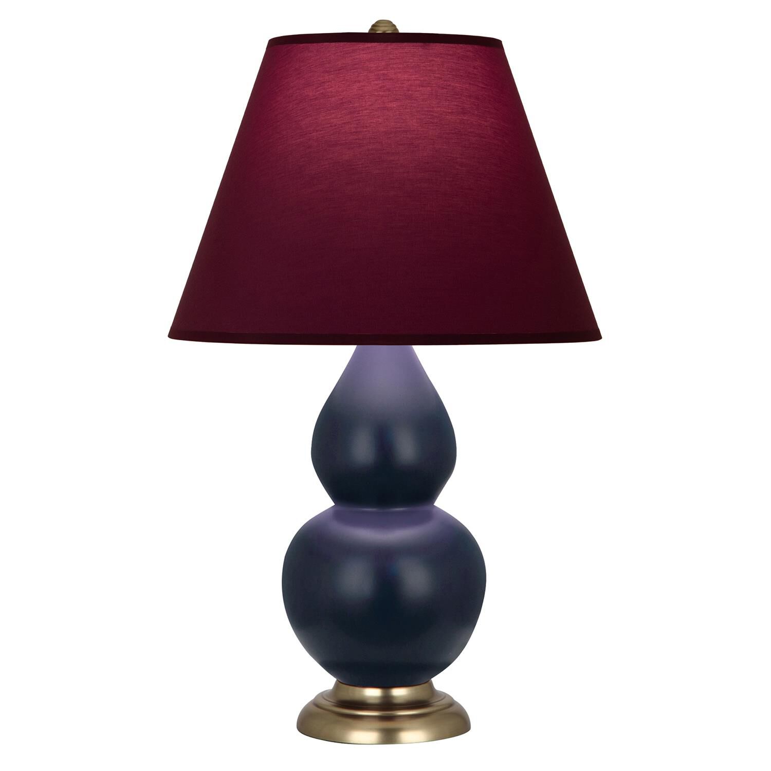Shown in Matte Midnight Blue finish and Plum and Lavender shade and Antique Brass accent