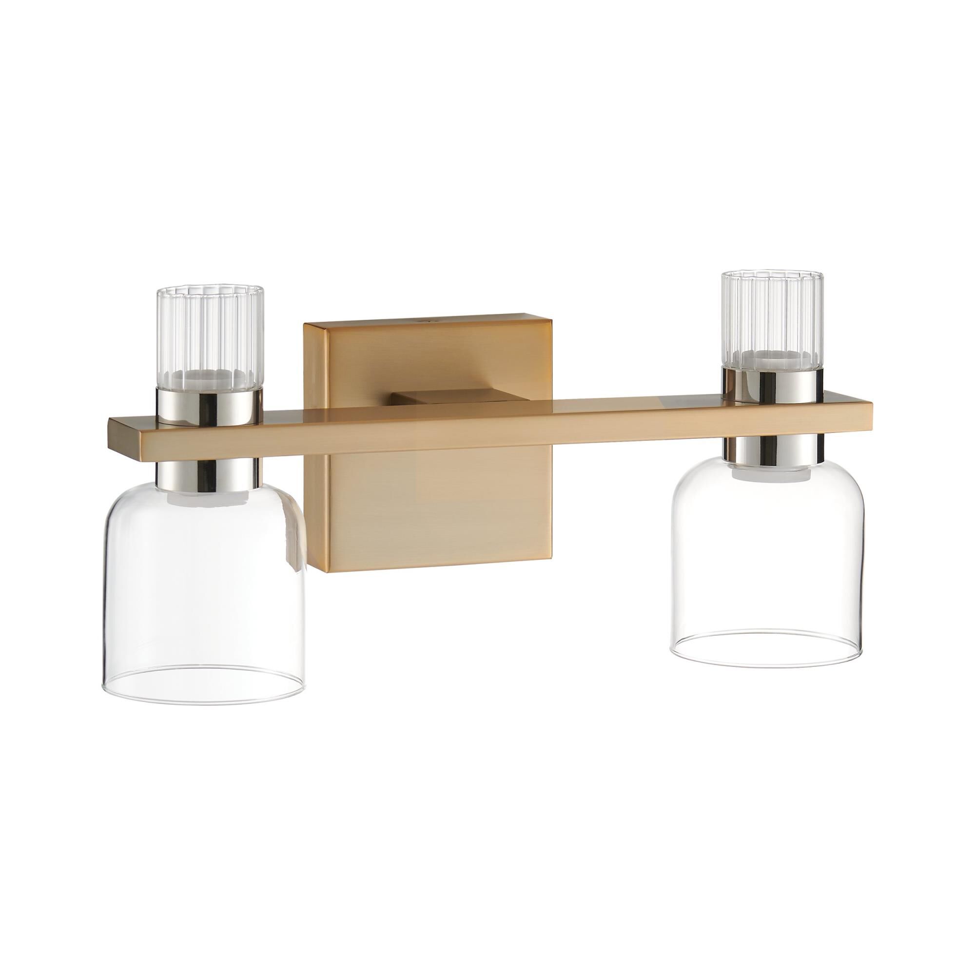 Shown in Champagne Gold finish and Clear, Clear Ribbed glass