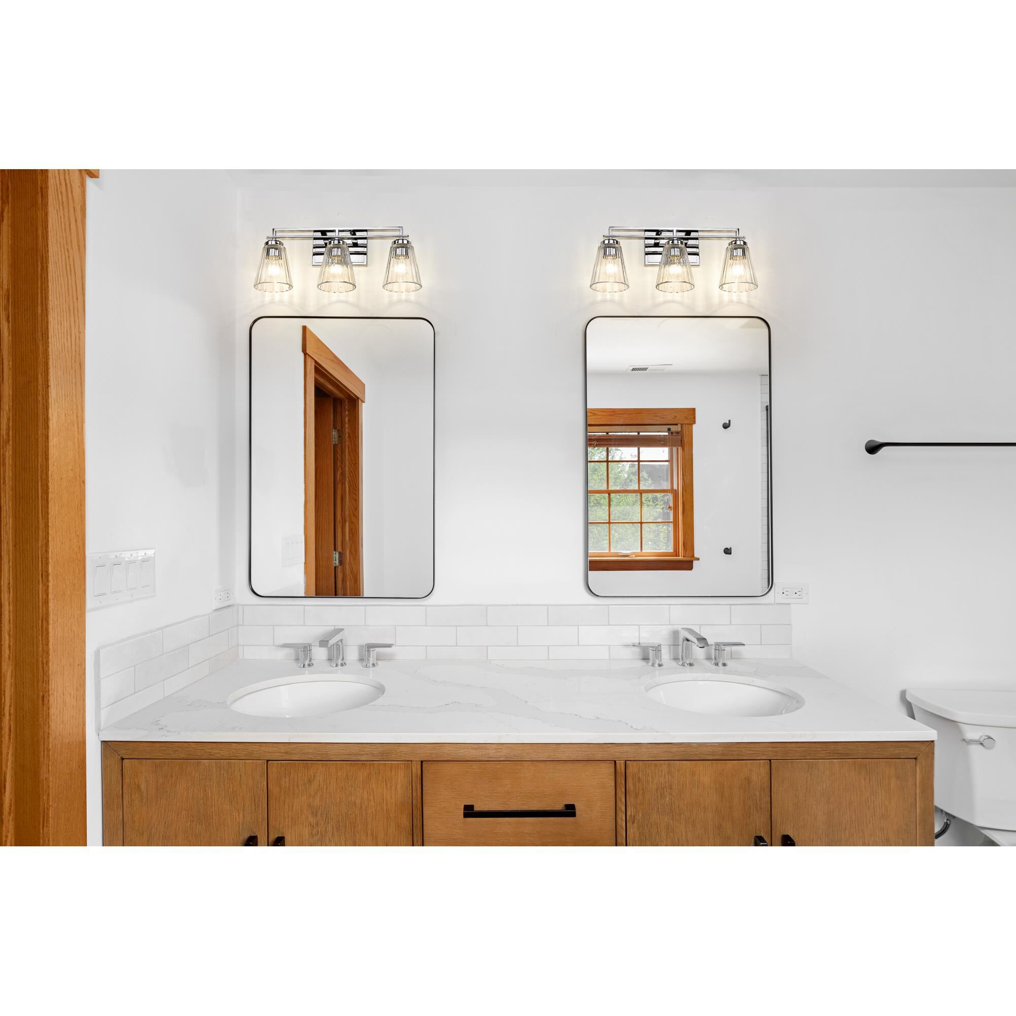 Shown in Chrome finish and Clear glass