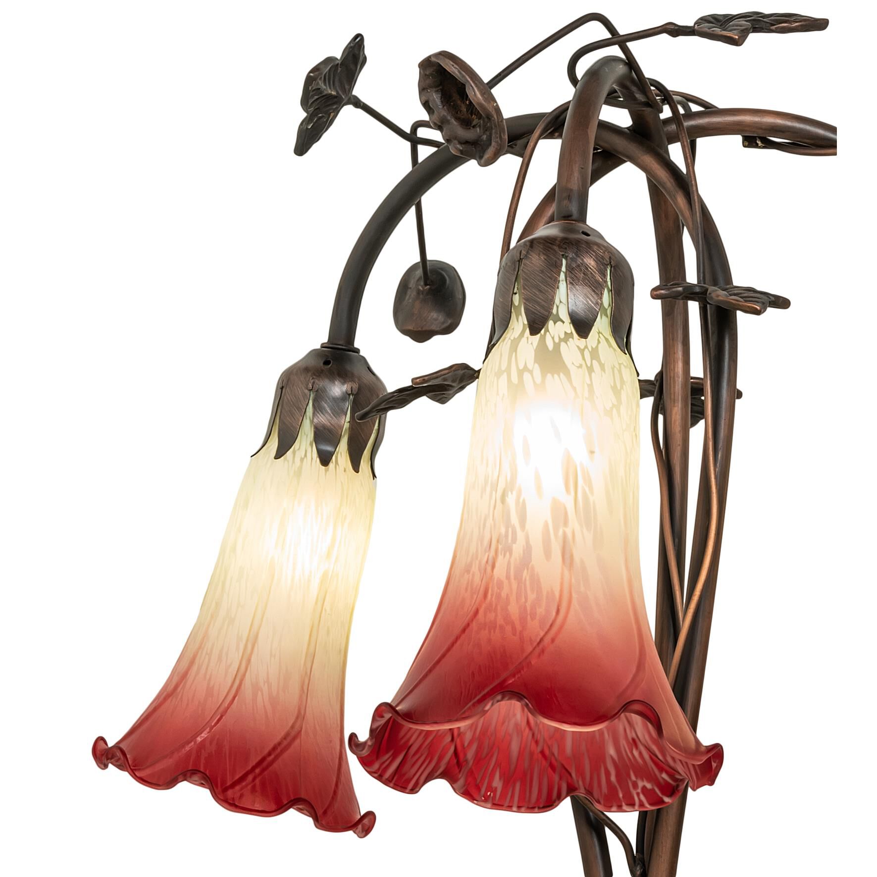 Shown in Mahogany Bronze finish and Cranberry;Green glass