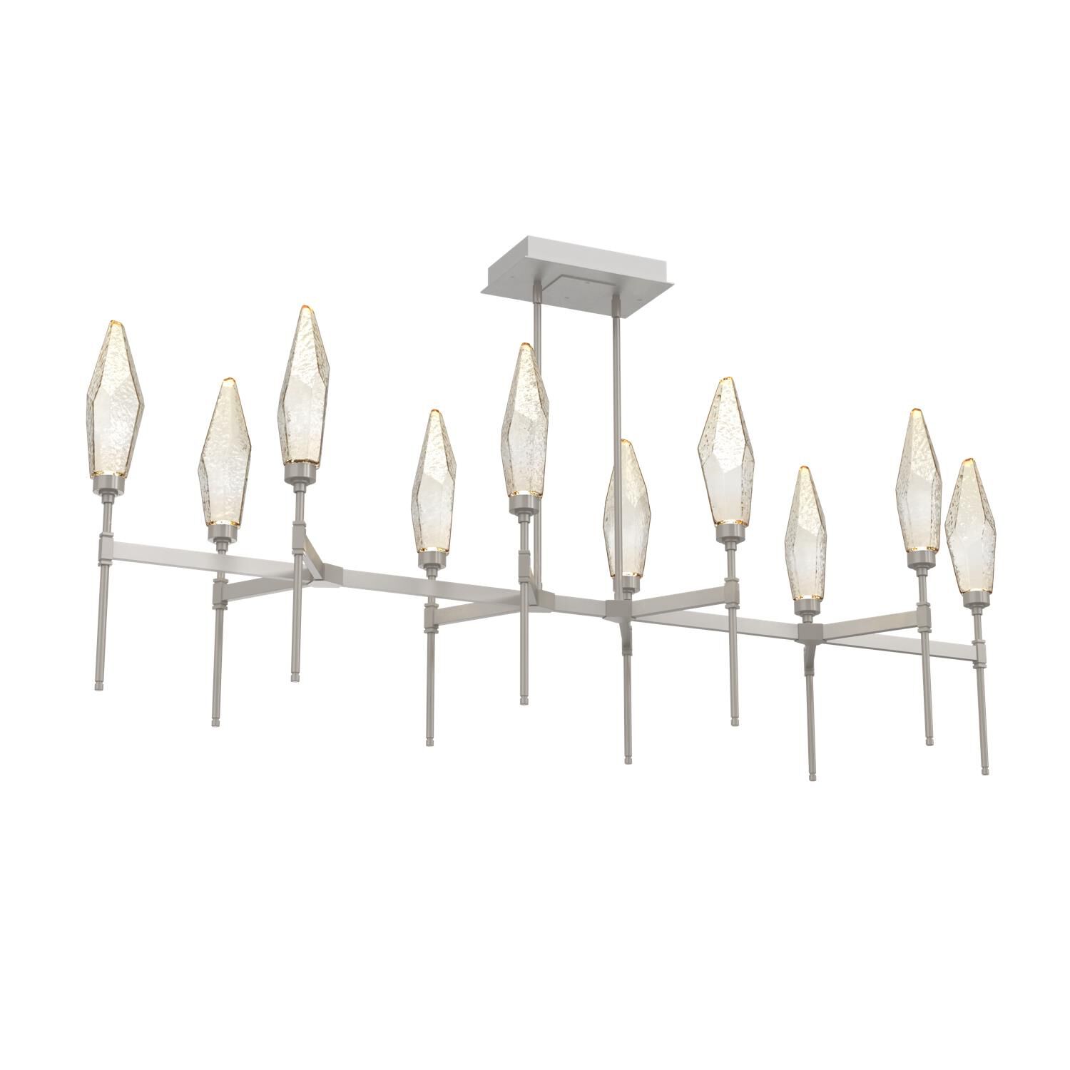 Shown in Metallic Beige Silver finish and Chilled Amber glass