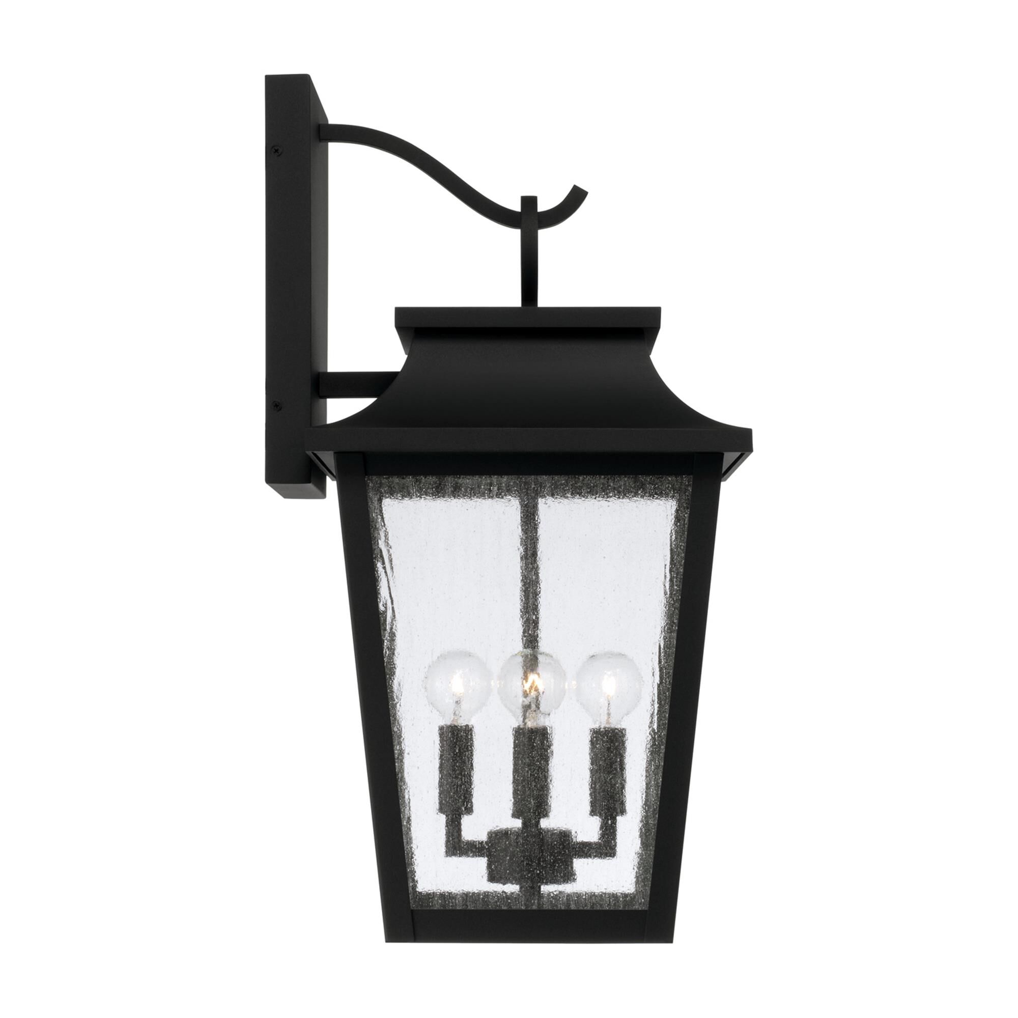 Shown in Black finish and Antiqued glass