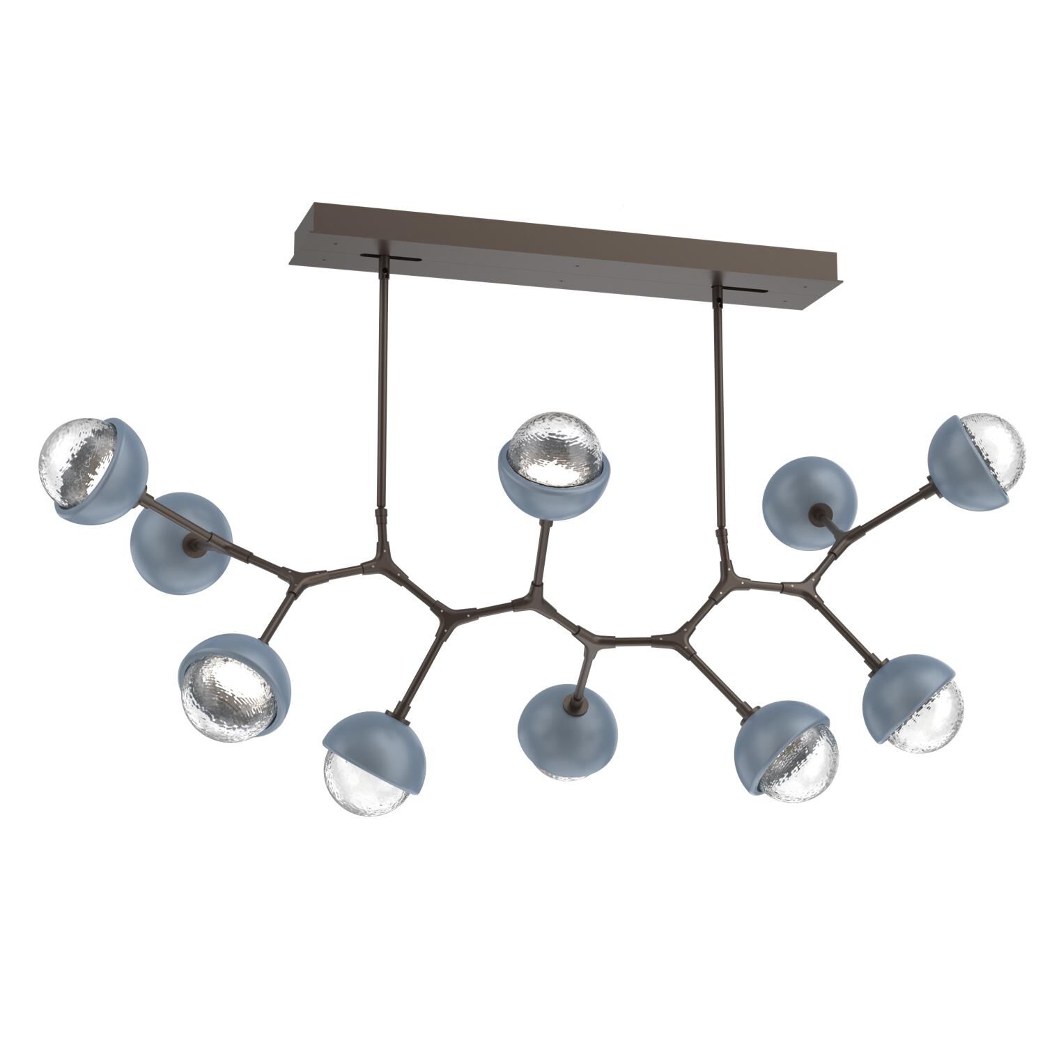 Shown in Flat Bronze finish and Clear glass and Poppy Blue accent