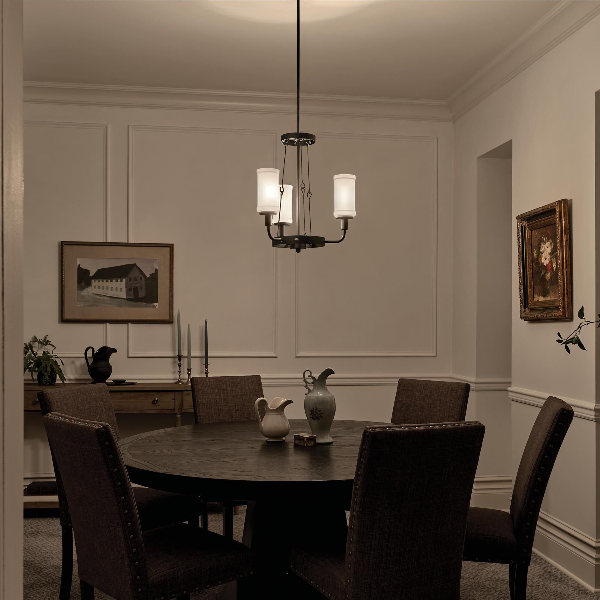 Shown in Textured Black finish and Opal glass