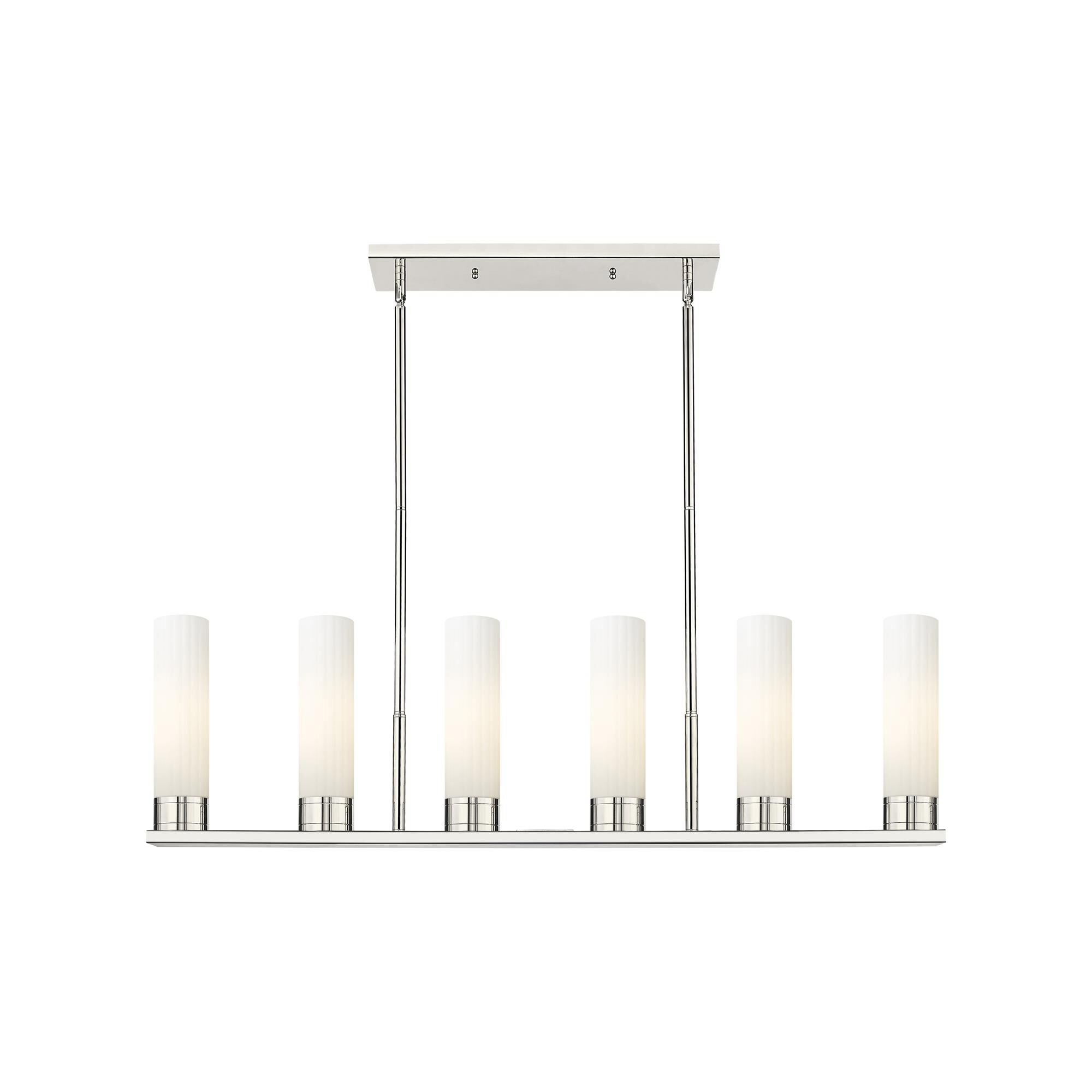Shown in Polished Nickel finish and Matte White glass
