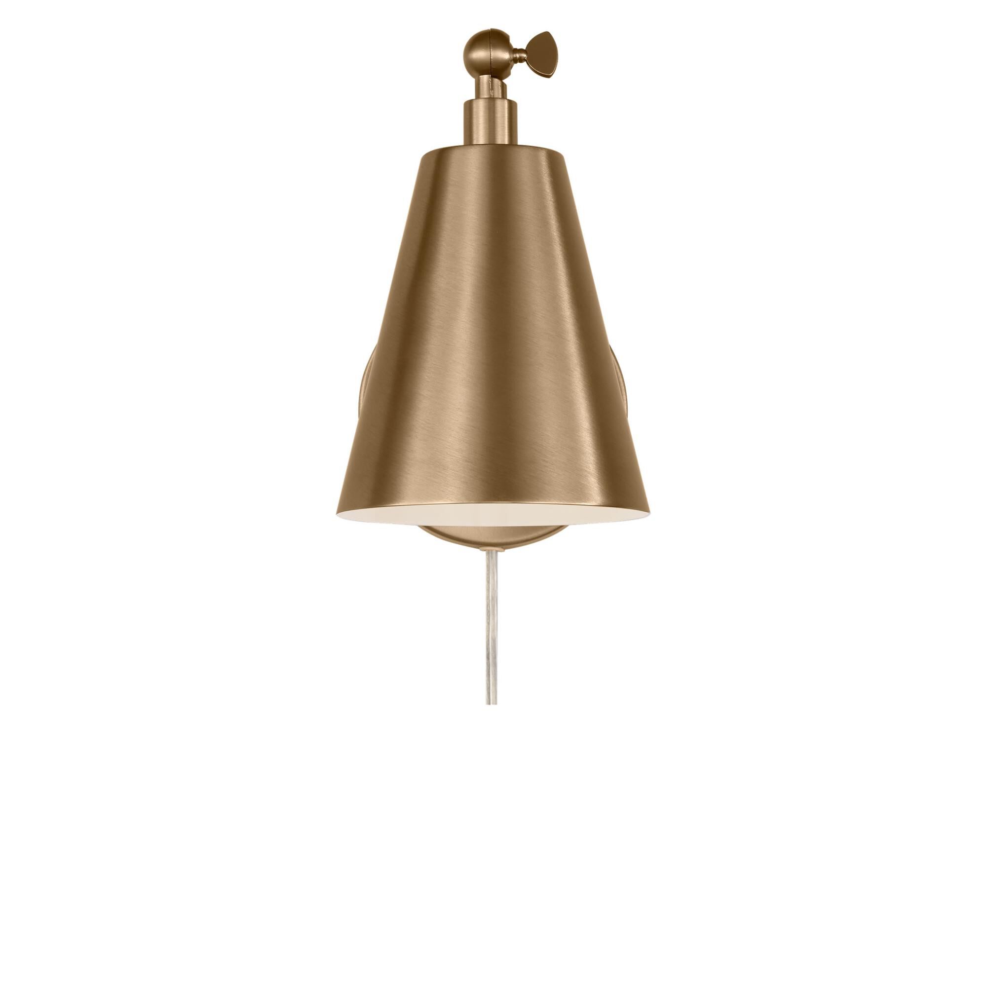 Shown in Satin Brass finish and Steel shade