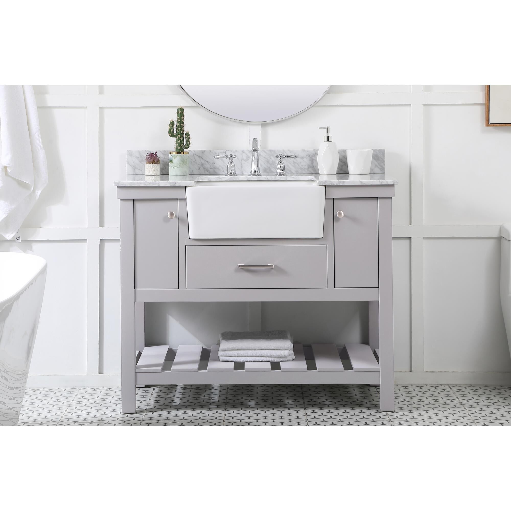 Shown in Grey finish and With Backsplash accent