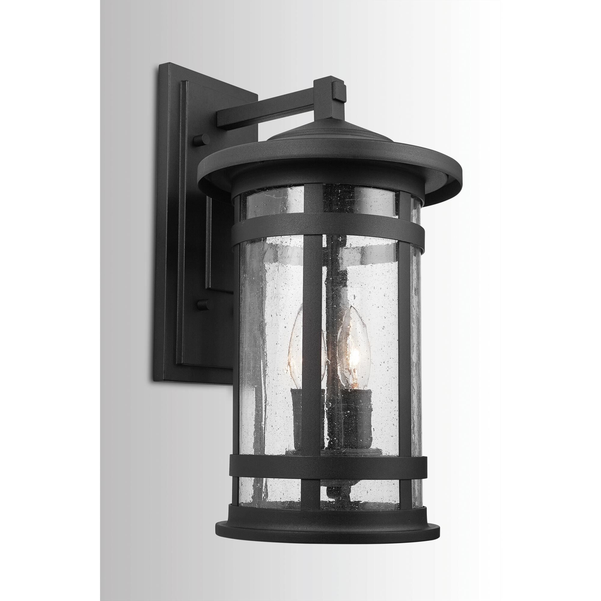 Shown in Black finish and Antiqued Seeded glass