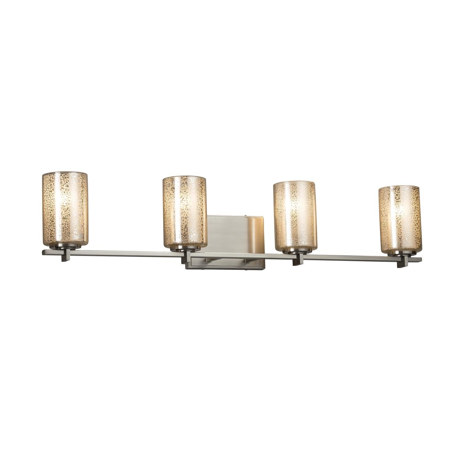 Shown in Brushed Nickel finish and Mercury Artisan glass and Cylinder with Flat Rim accent