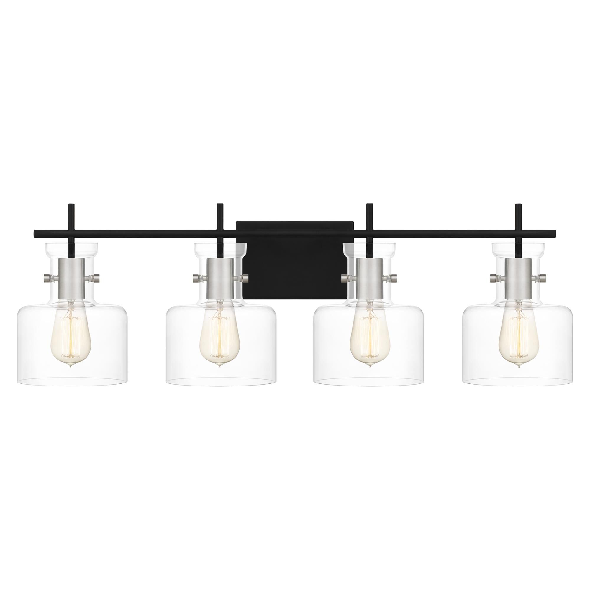 Shown in Matte Black finish and Clear Glass shade