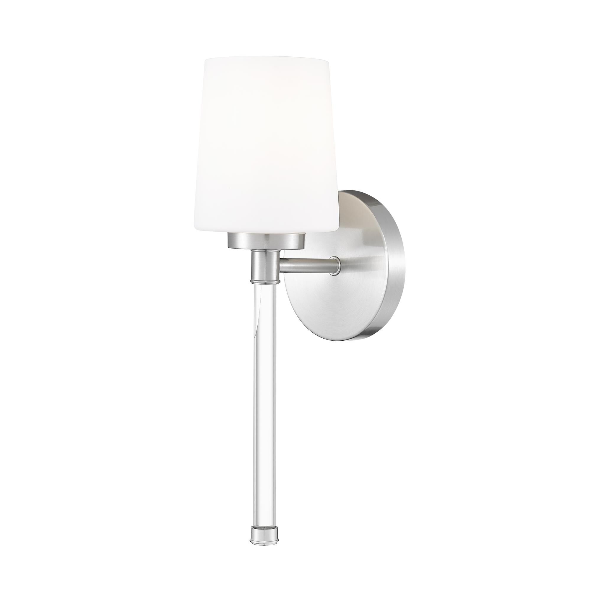 Shown in Brushed Nickel finish and White Opal glass