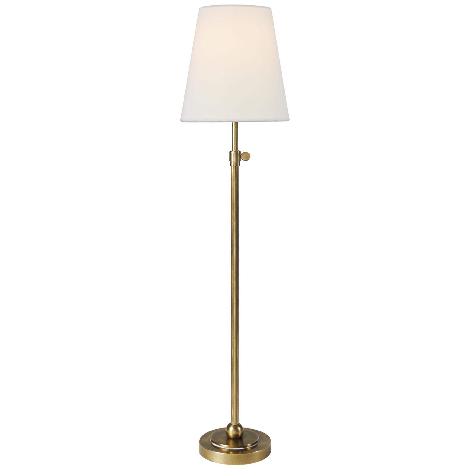 Shown in Hand-Rubbed Antique Brass finish and Linen shade