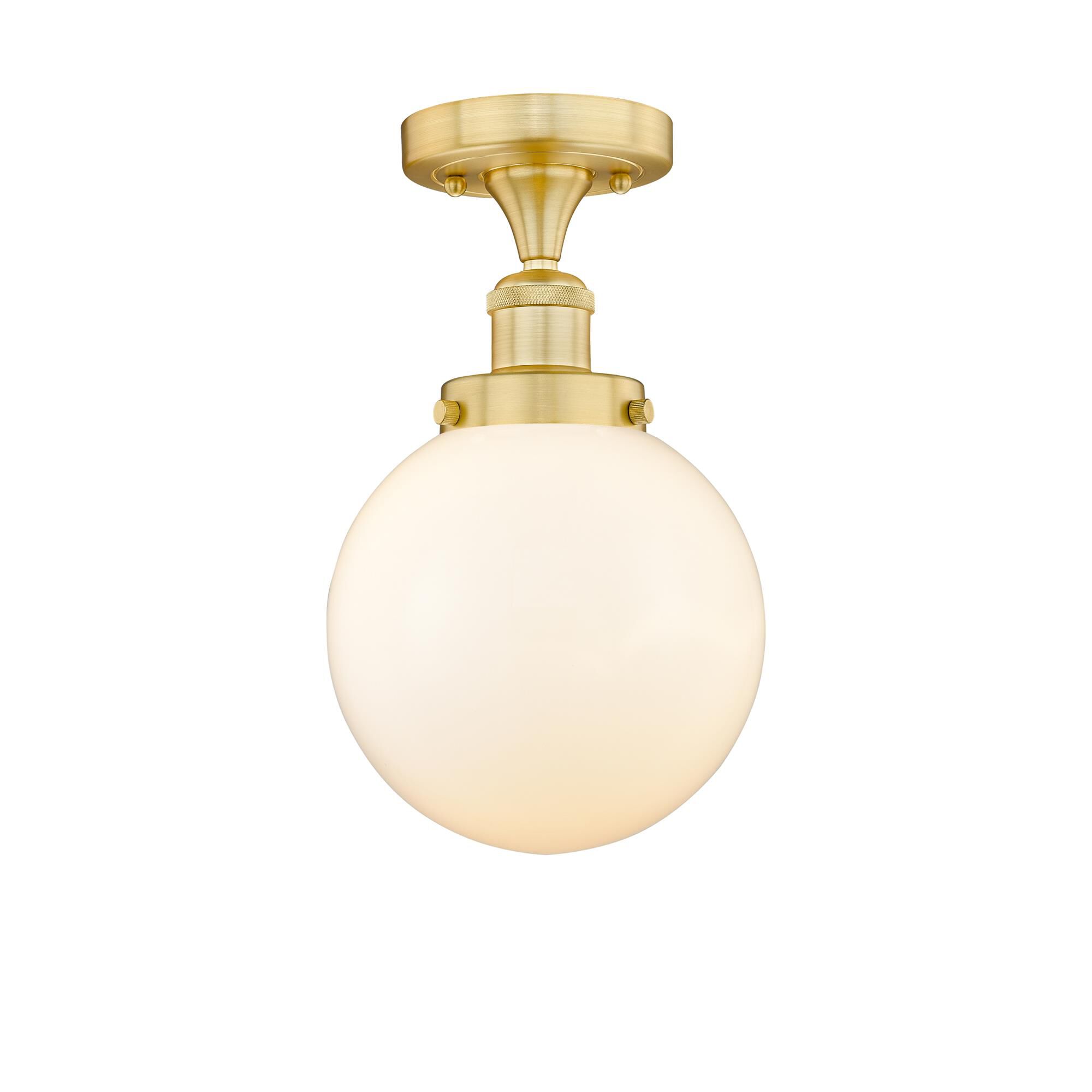 Shown in Satin Gold finish and Matte White glass